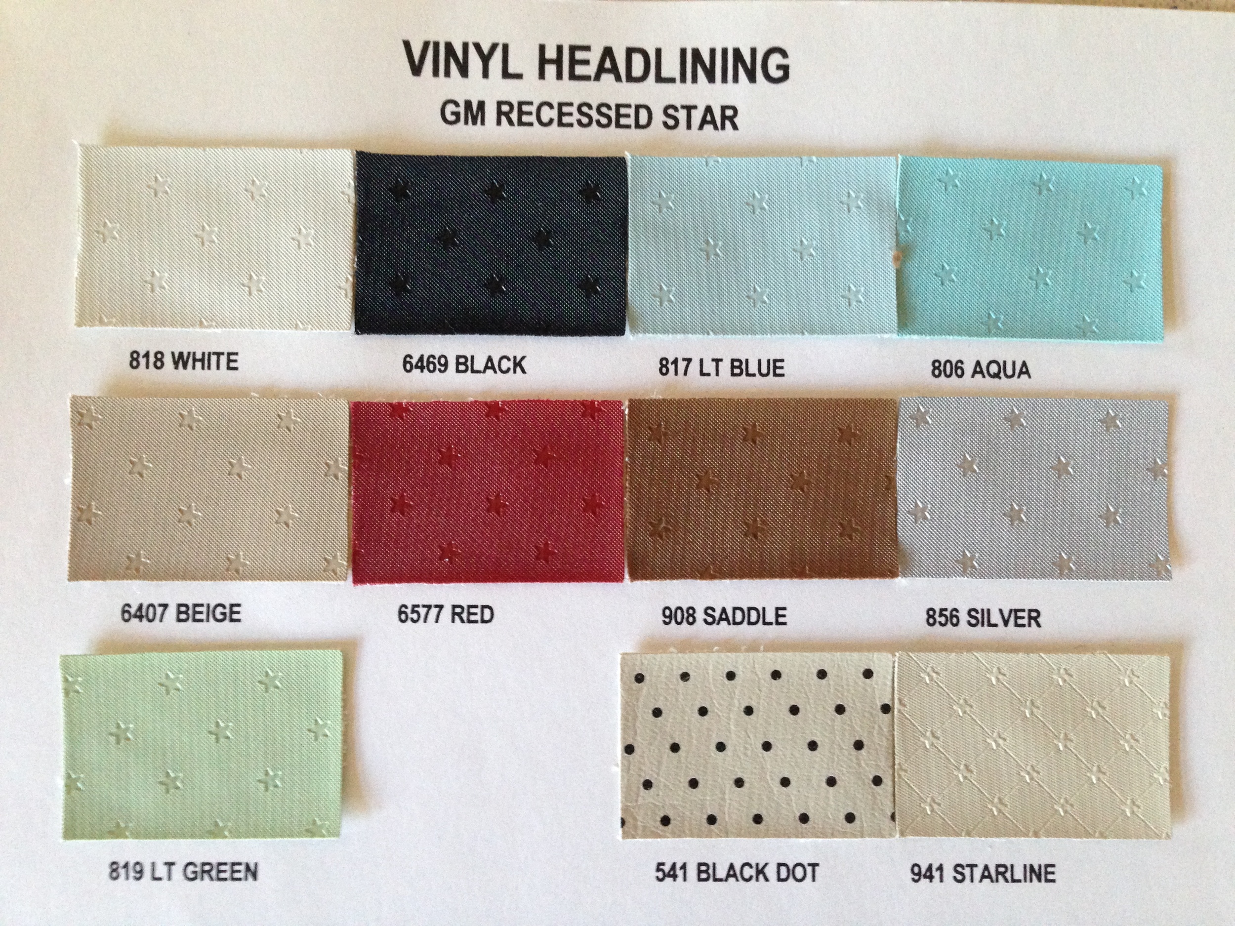 Headliner Color Chart