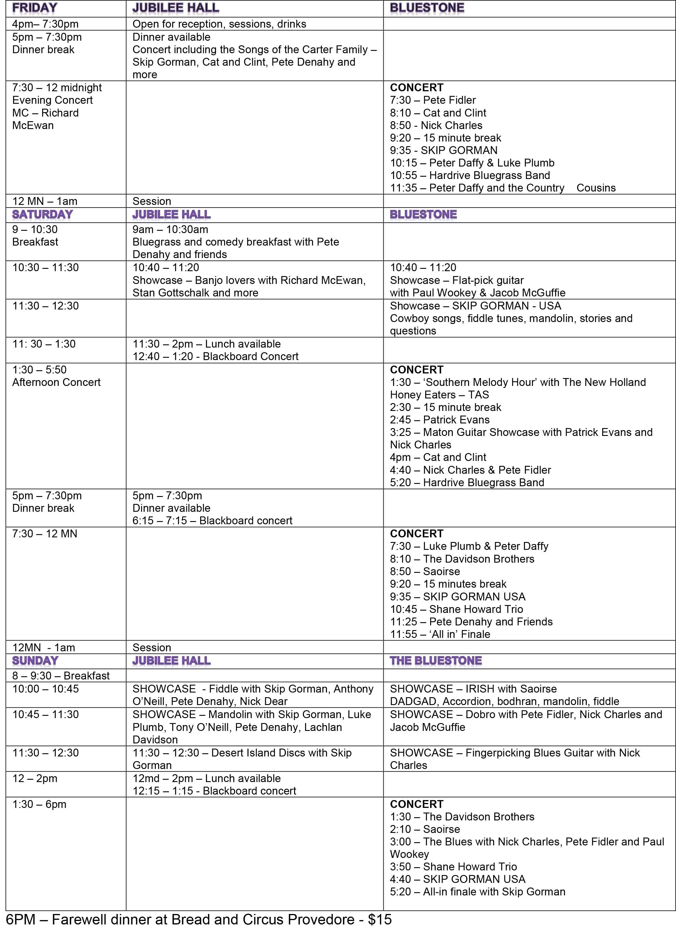 PROGRAM - Correct as at 21st September 2016