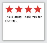 Feedback Quote 3: 4 Stars. This is great! Thank you for sharing...