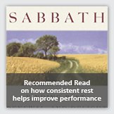 Square image of recommended read Sabbath on how consistent rest helps improve performance.