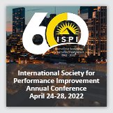 Event 4: Square image background photo of downtown Nashville at night, overlayed with an ISPI 60 year anniversary logo and foreground text reading International Society of Performance Improvement Annual Conference April 24-28, 2022