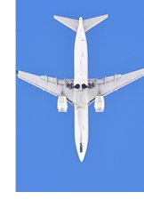 Photograph of Boeing aircraft from below