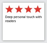 Feedback Quote 9: 4 Stars. Deep personal touch with readers