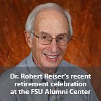 Square portrait image of Dr. Robert Reiser announcing his retirement celebration at the FSU Alumni Center
