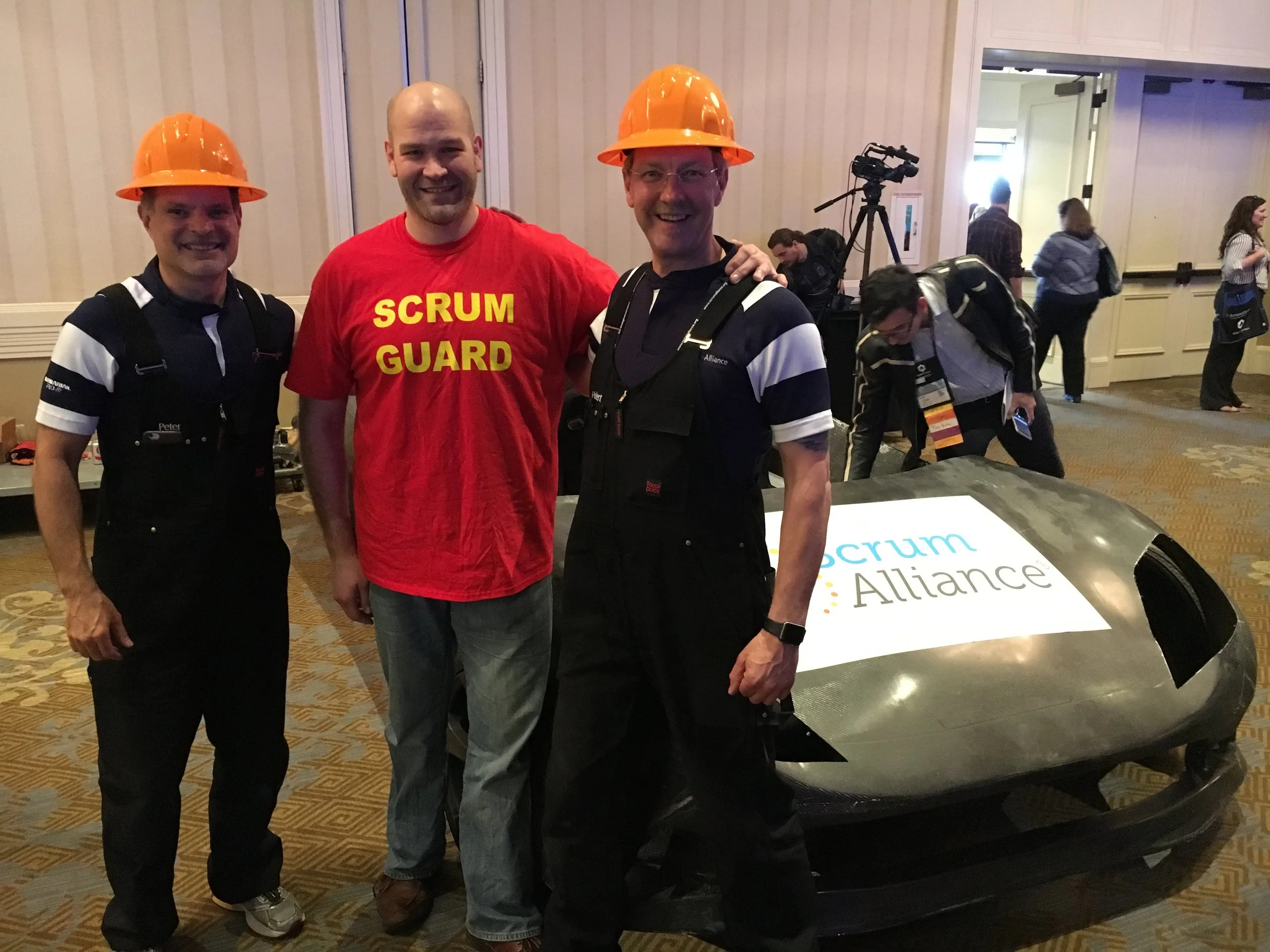 Mark Pushinsky (Scrum Guard) with Peter Borsella and Hubert Smits