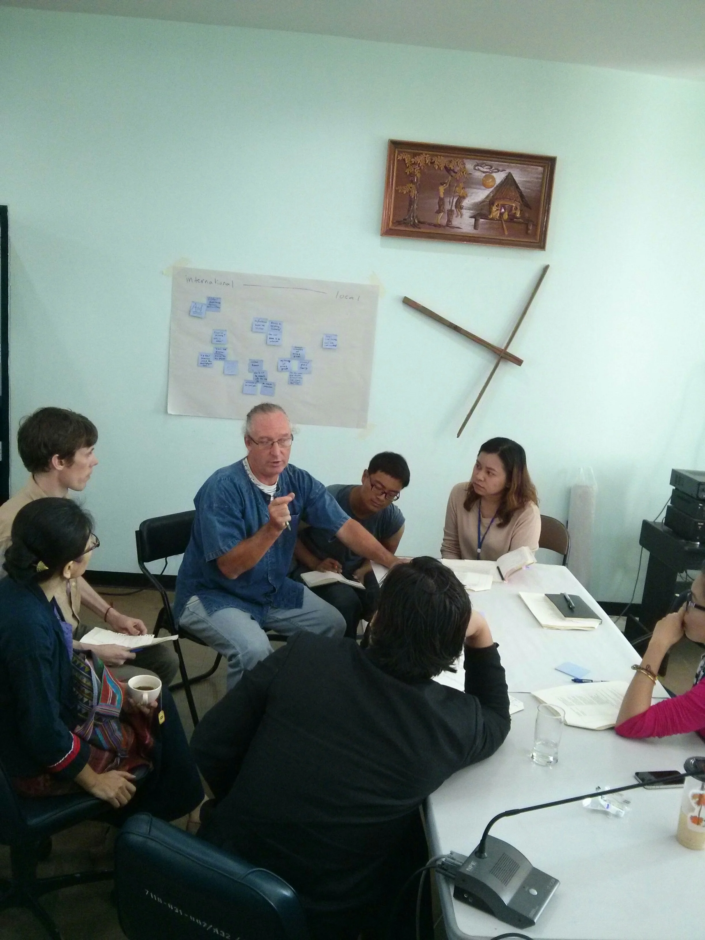 Small group discussion at the Salween University Network meeting. Photo: V. Lamb.