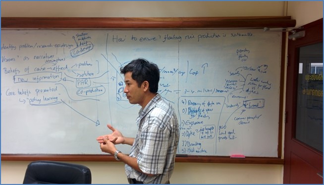  Dr. Nguyen Van Kien discussing project design with the RECOVER research team (Credit: Carl Middleton) 