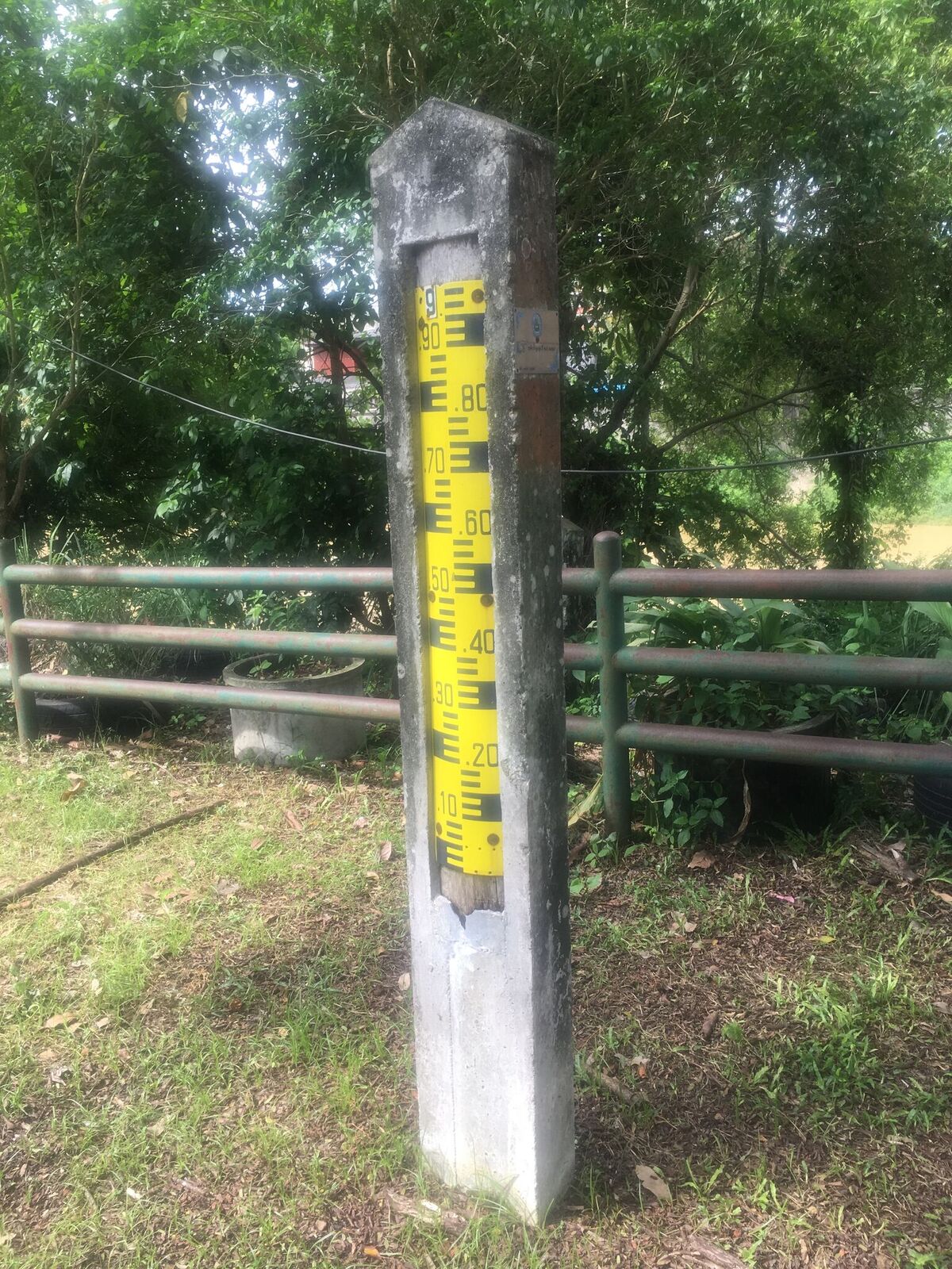  Water levels are monitored alongside the river in downtown Hat Yai City (Photo by Orapan Pratomlek)     