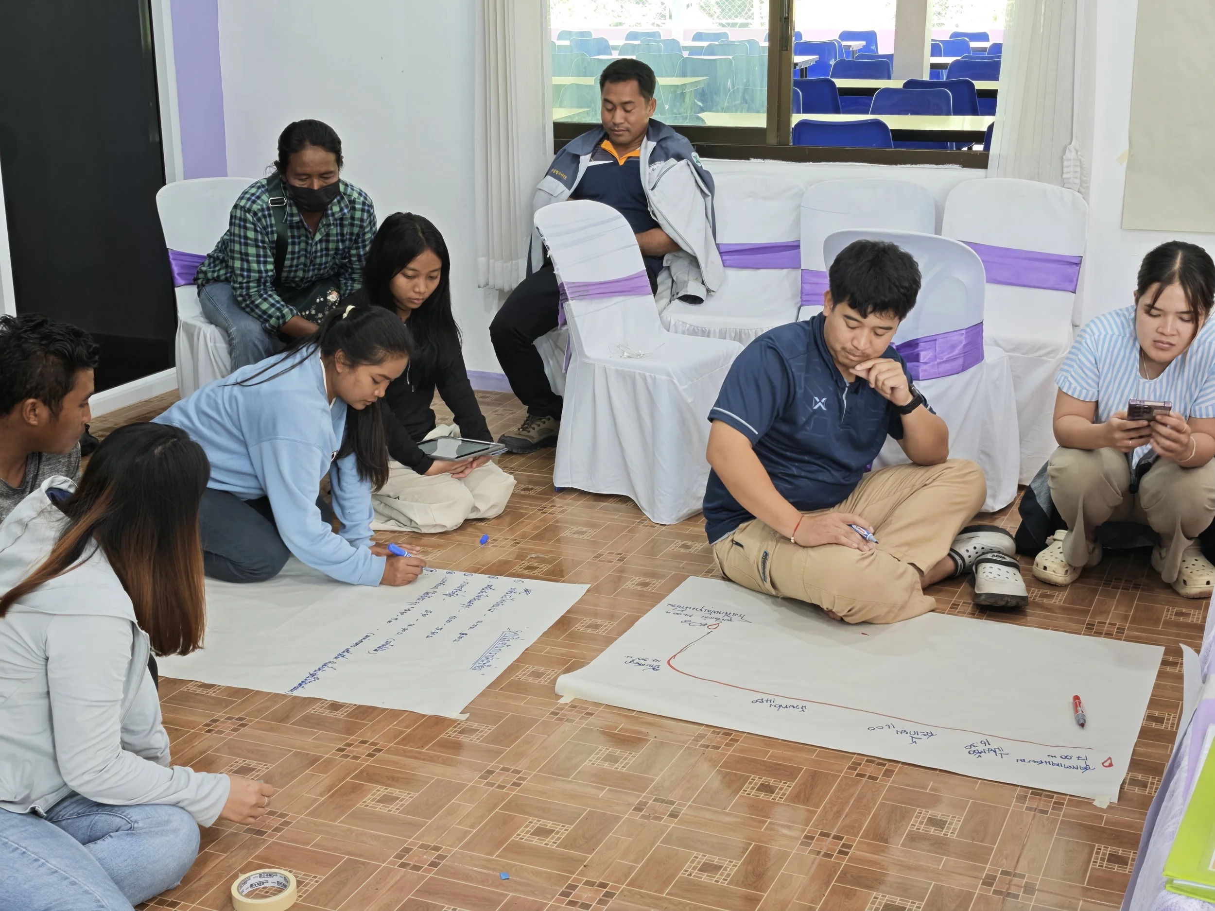 In Nan Province, observing how Local Alike facilitates participatory workshops with homestay owners. Co-mapping potential tourism activities highlights and visualizes ideal day-trip routes. Credit: Xueying Mai/ Host: Local Alike