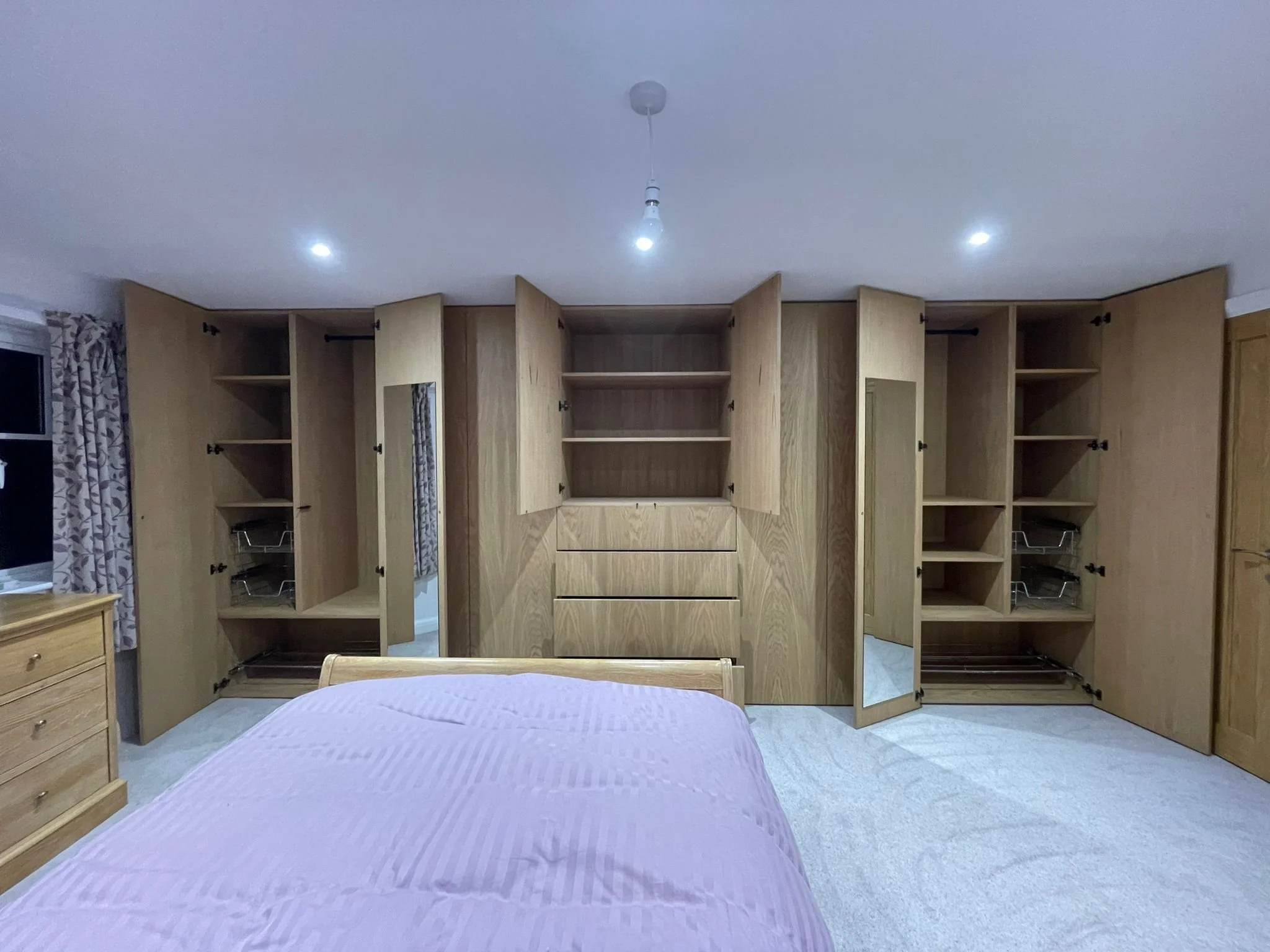 Oak wardrobe interiors with drawers
