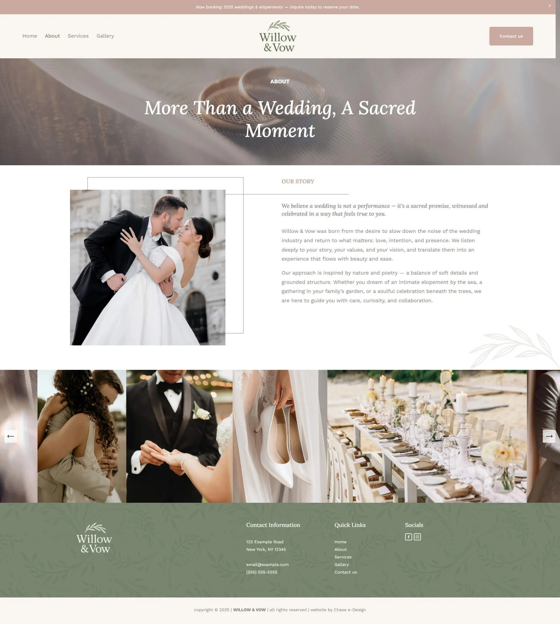 willow & vow website squarespace template hpmepage for wedding and event planners