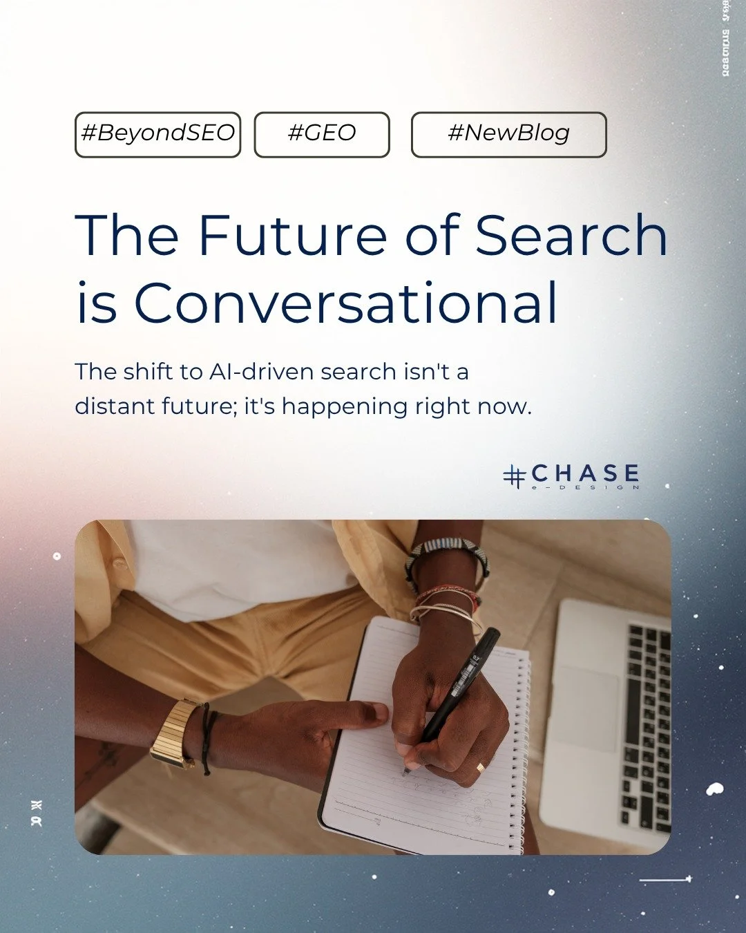 The future of search isn&rsquo;t coming &mdash; it&rsquo;s already here.

AI-driven, conversational search is transforming how people discover brands and businesses online. It&rsquo;s no longer just about ranking &mdash; it&rsquo;s about becoming par