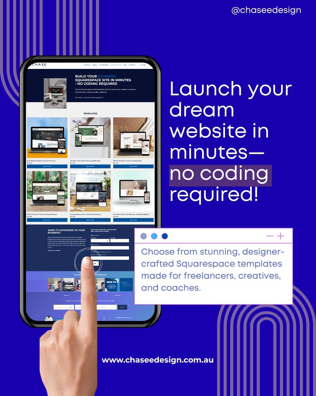 ✨ Launch your dream website in minutes&mdash;no coding required! ✨
Choose from stunning, designer-crafted Squarespace templates made for freelancers, creatives, and coaches. Customize effortlessly, showcase your brand, and go live with confidence. 🚀