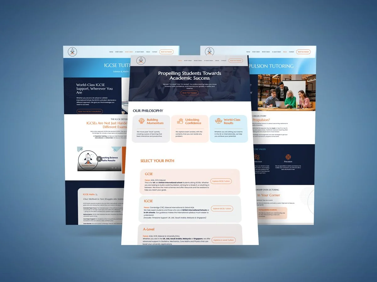 🚀 New Website Launch: Propulsion Tutoring

We're excited to showcase the newly completed website for Propulsion Tutoring! Designed to be professional, easy to navigate, and focused on helping students and families find the support they need.

✨ Anot