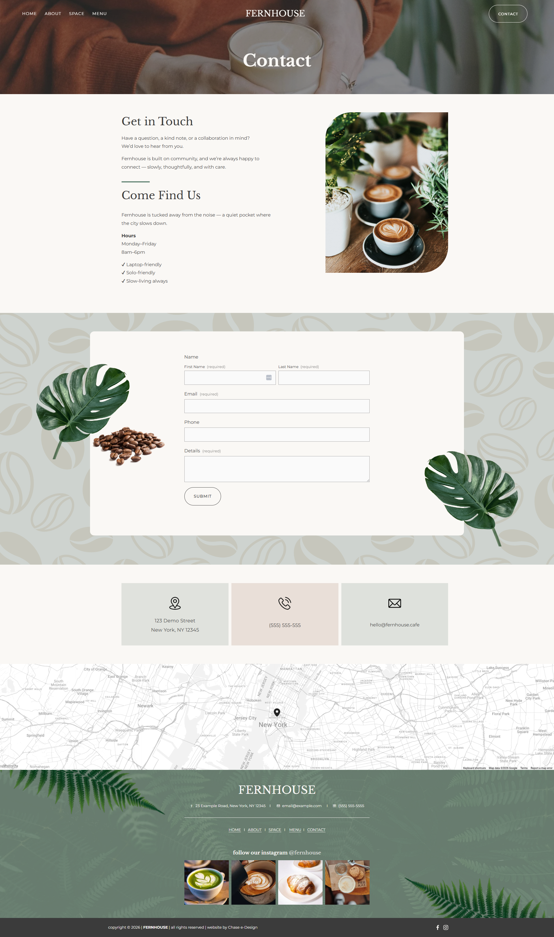 Fernhouse website for a Coffee Shop