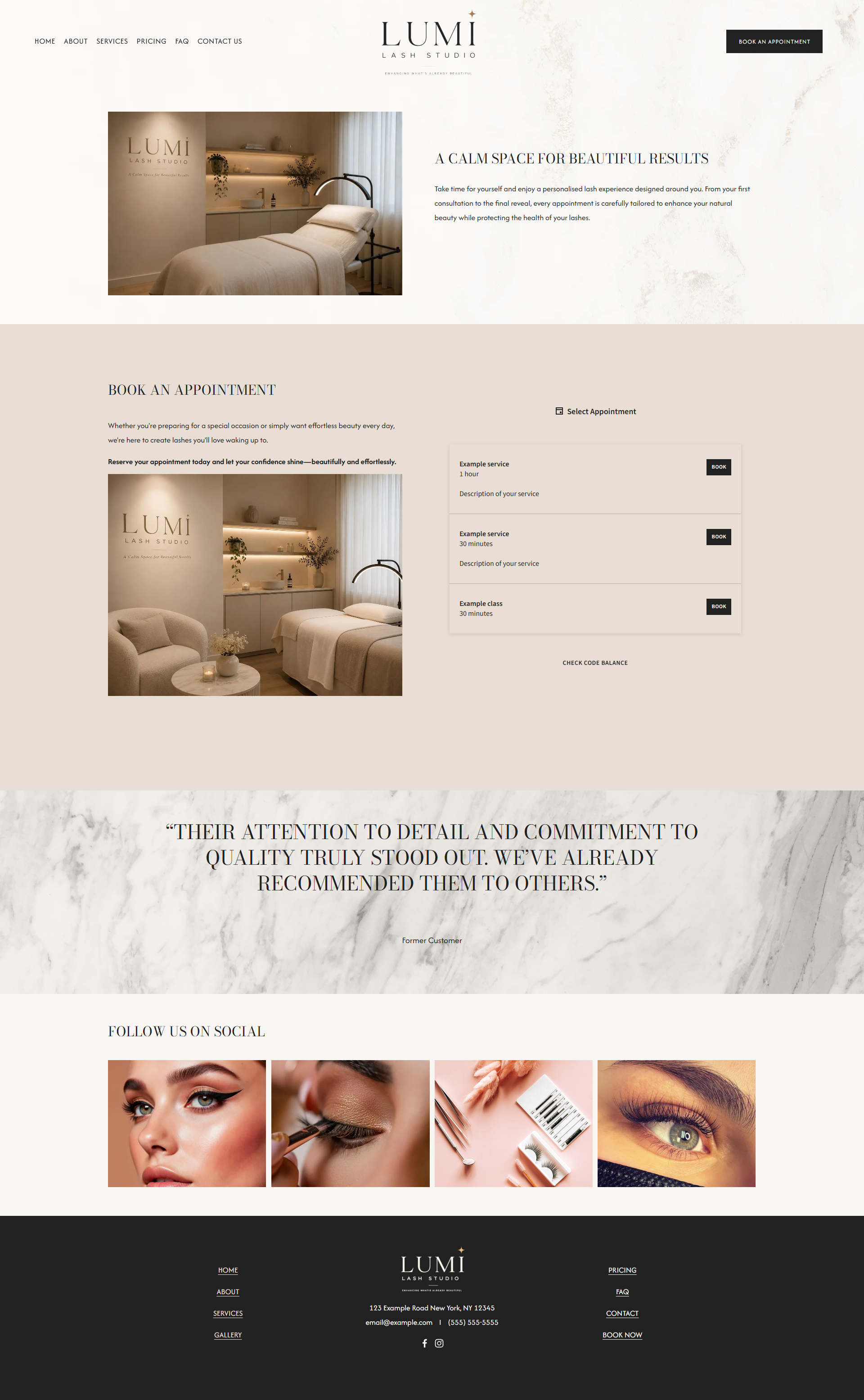 lumi lash studio squarespace website template book an appointment page for Cosmetic artists, Facial & Skin Clinics & Salons