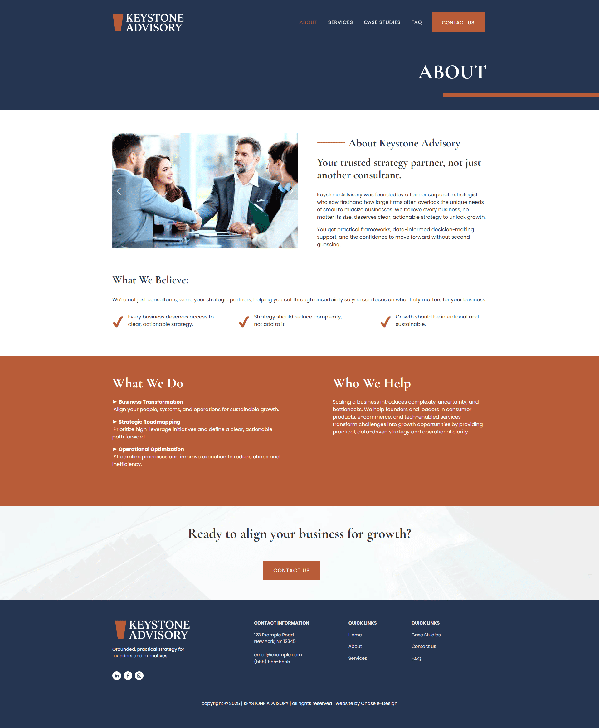 keystone advisory website template about page