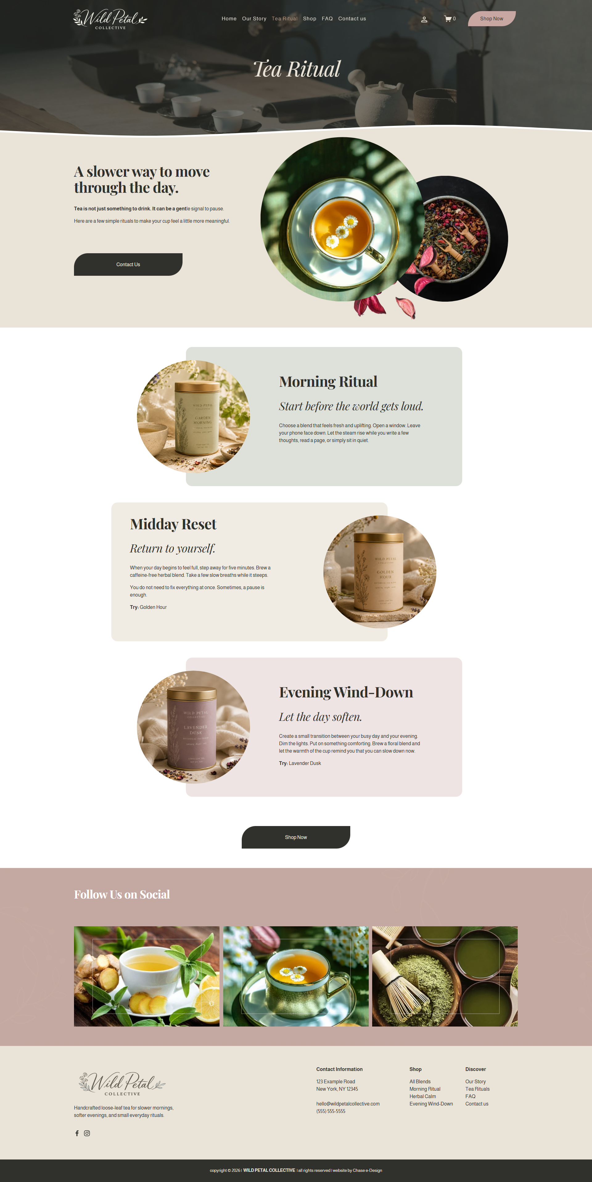 wild petal collective squarespace website template our tea ritual page for tea, botanical brands, wellness and lifestyle businesses