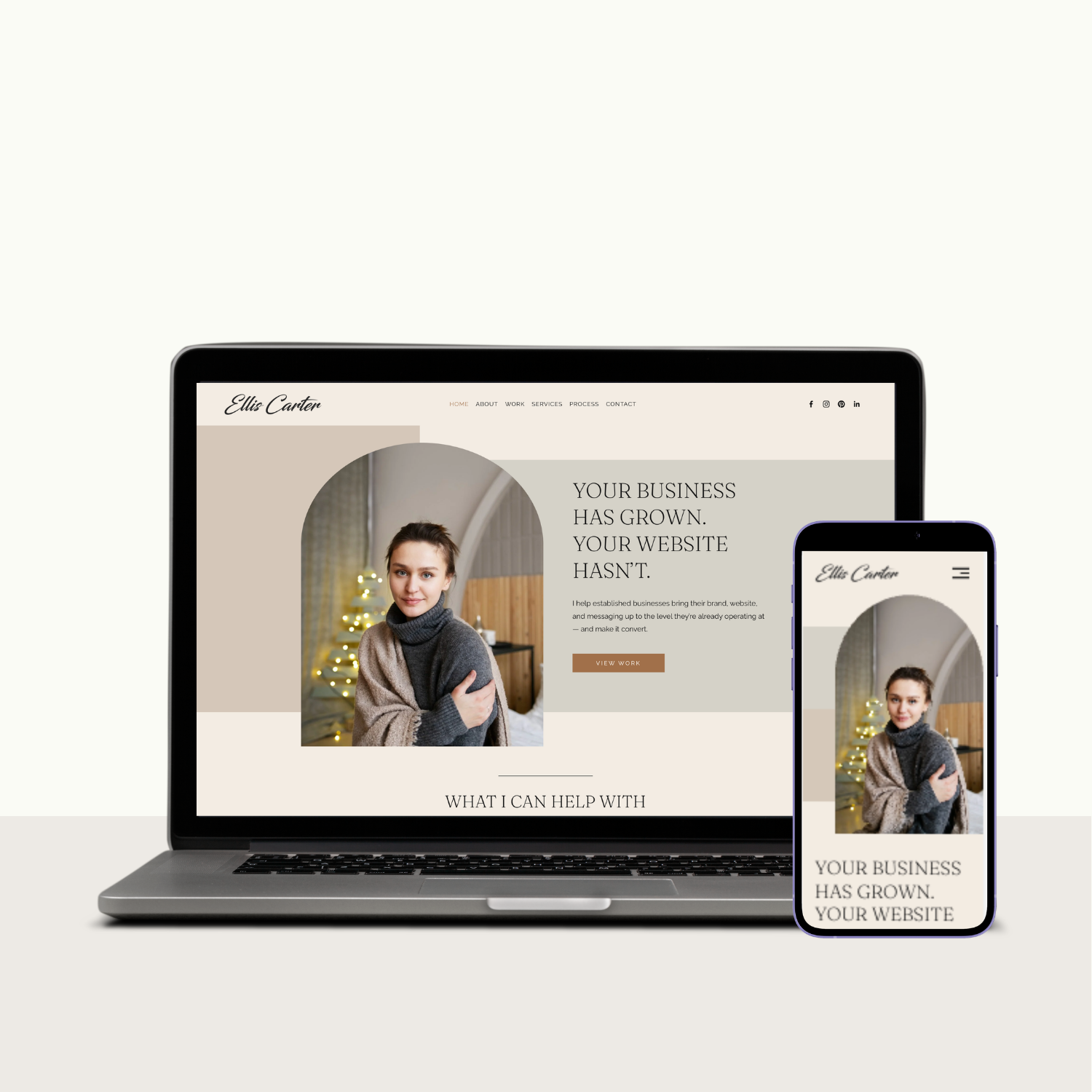 ellis carter squarespace website template mock up for freelancers, consultants and creatives