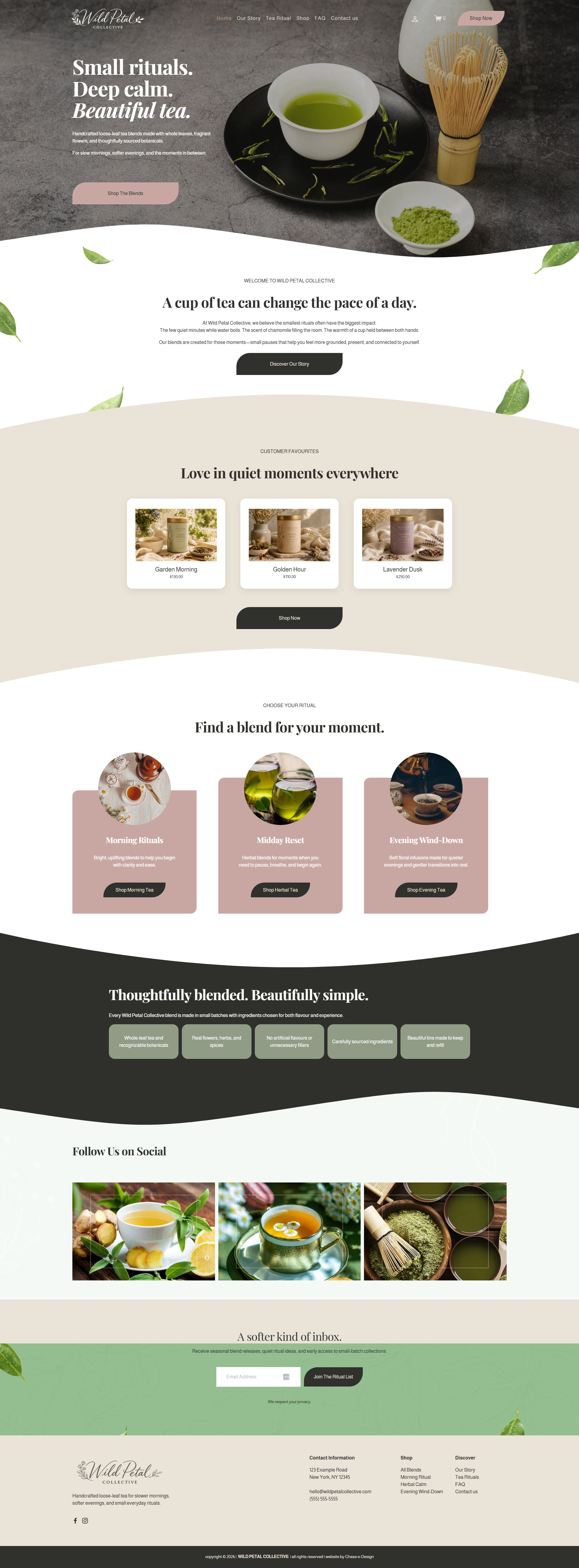 wild petal collective squarespace website template home page for tea, botanical brands, wellness & lifestyle businesses