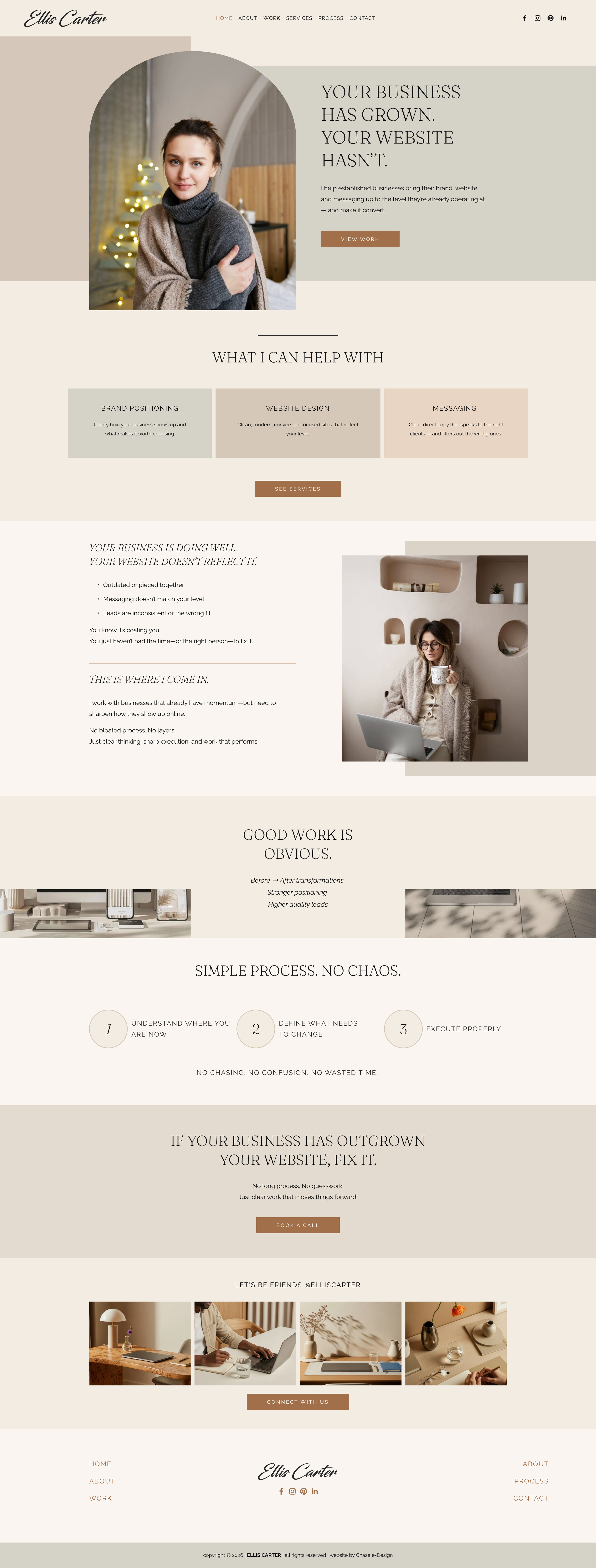 ellis carter squarespace website template home page for freelancers, consultants and creatives
