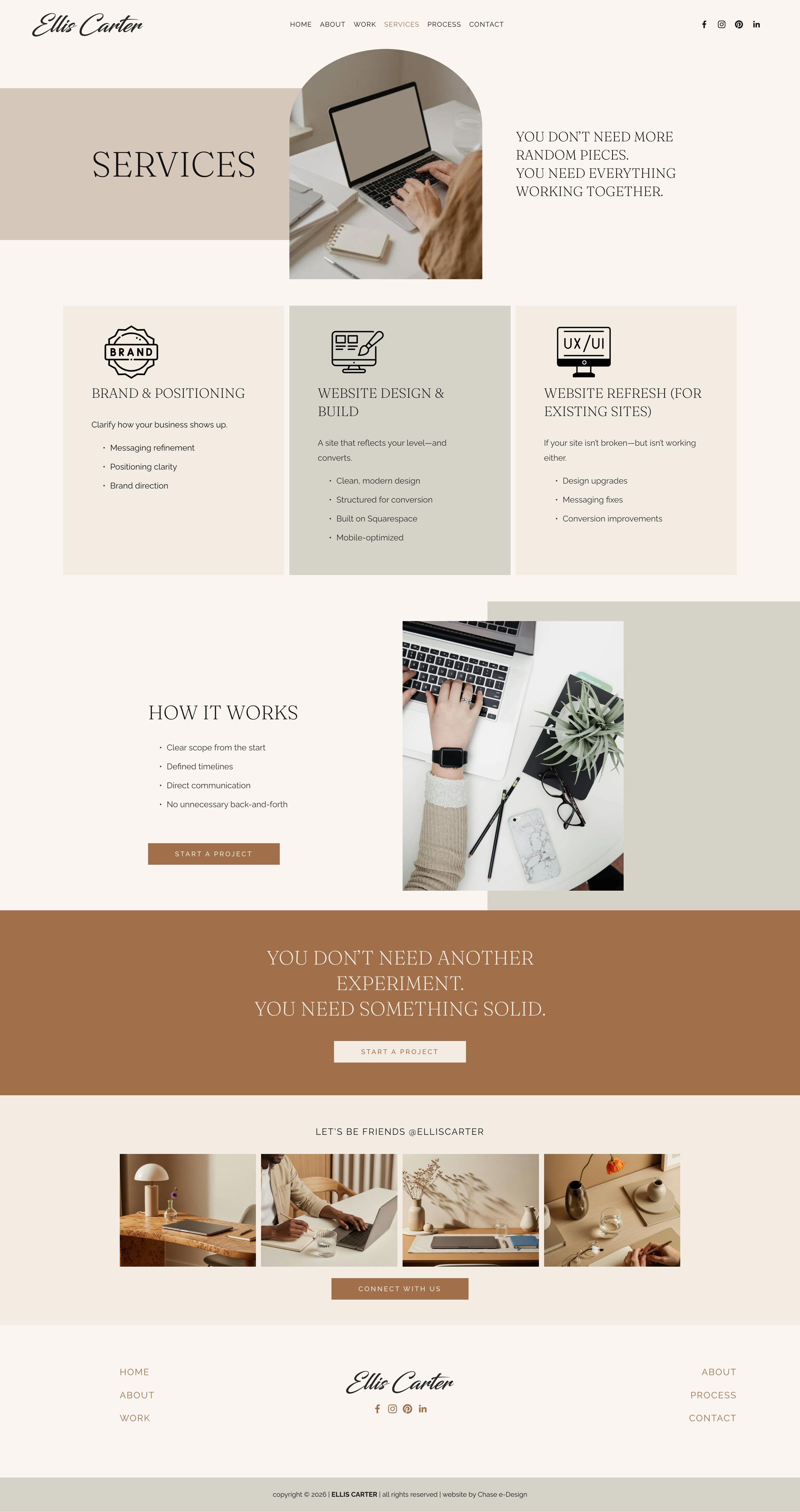 ellis carter squarespace template services page for freelancers, consultants and creatives