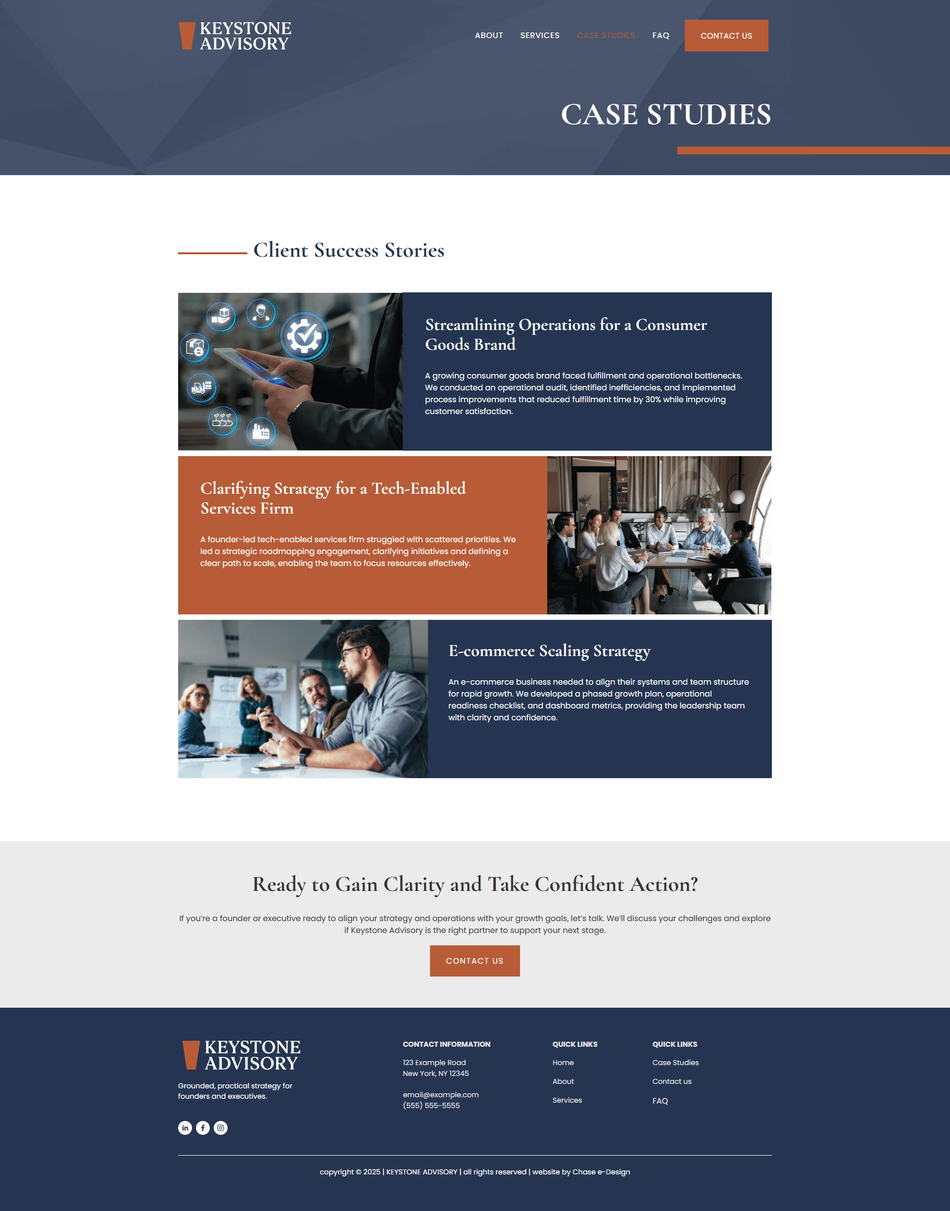 kade west website squarespace template case study page for consultants & advisors
