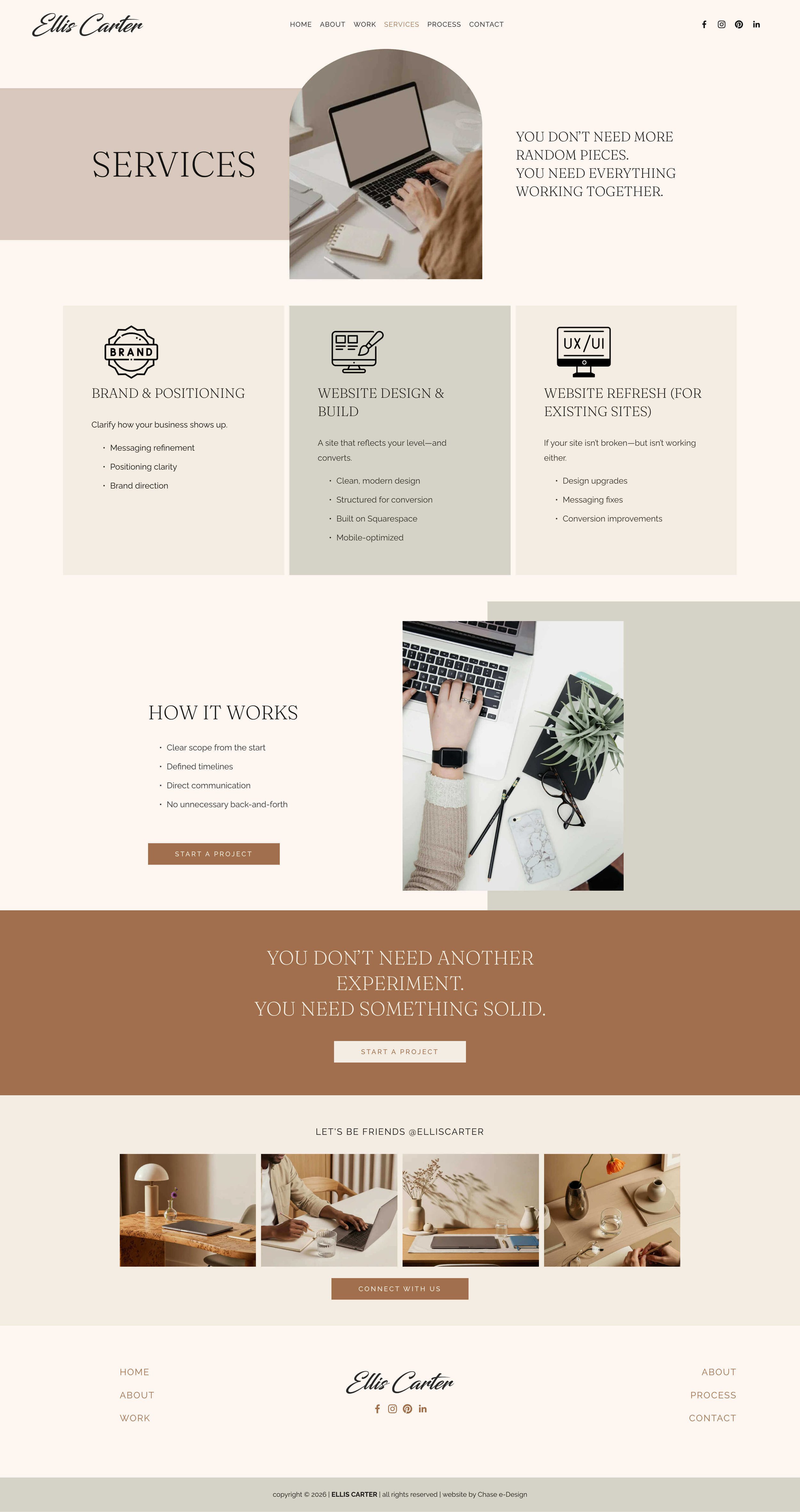 Services page for Ellis Carter website template