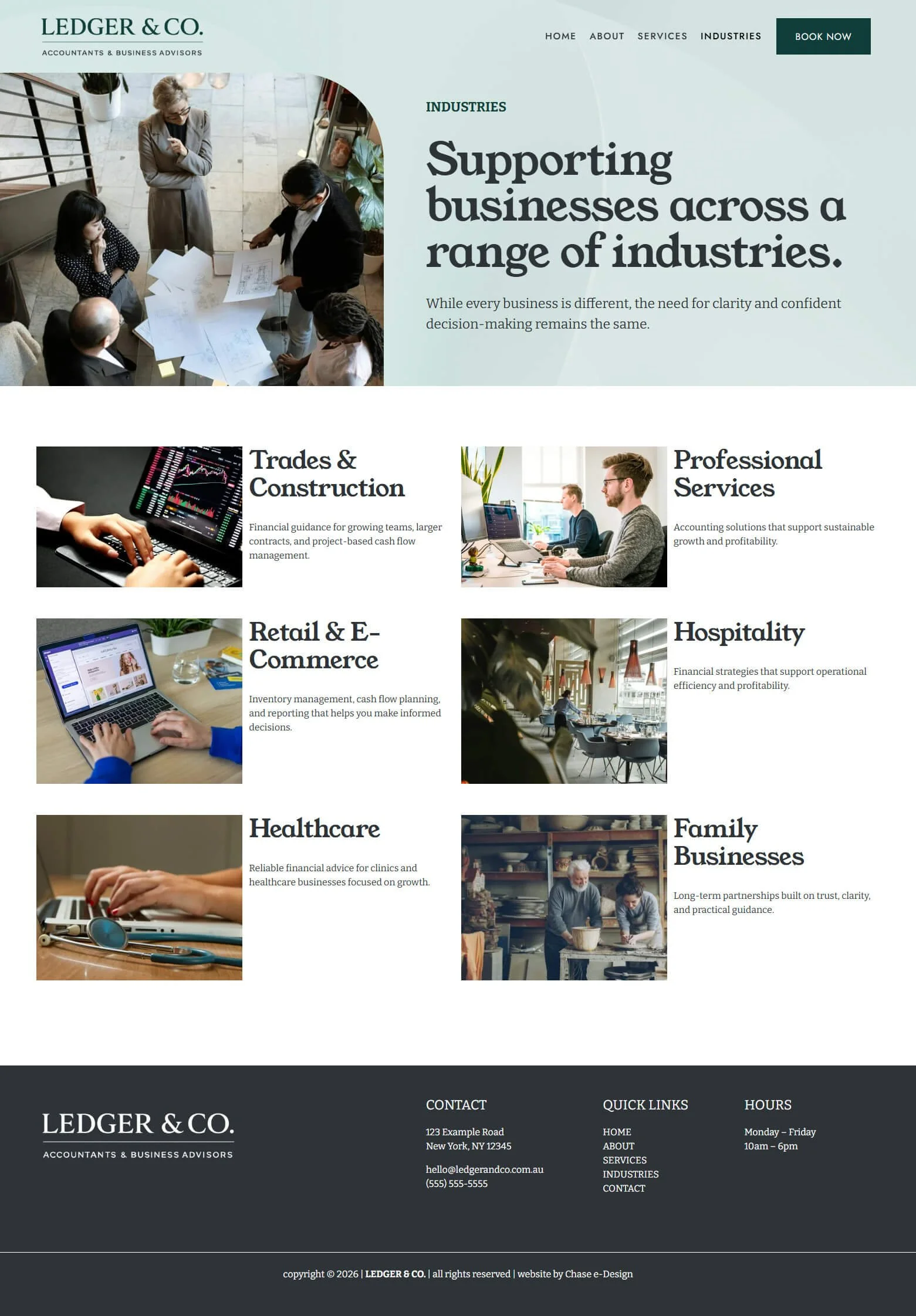 Industries Page for a website template