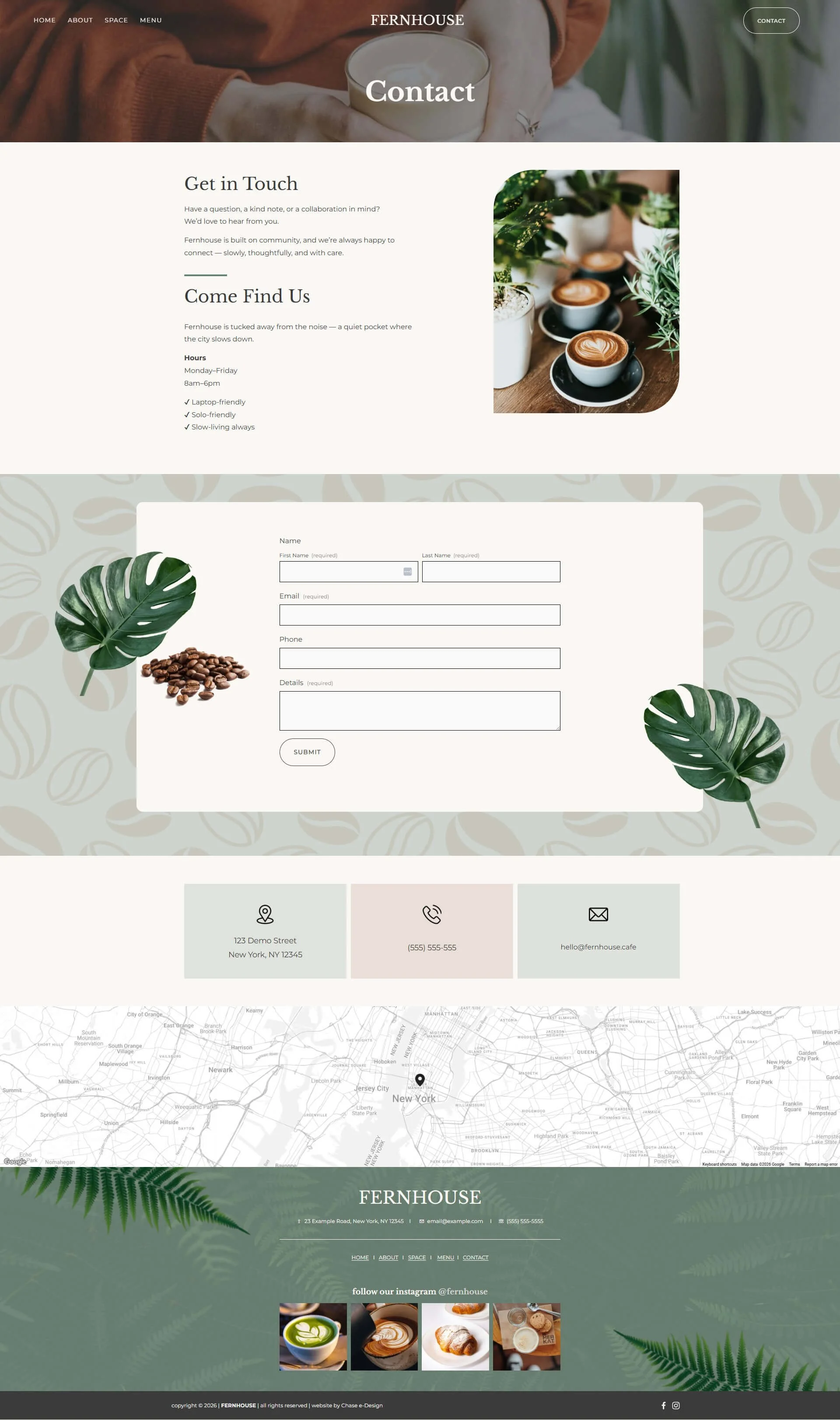 Fernhouse website for a Coffee Shop