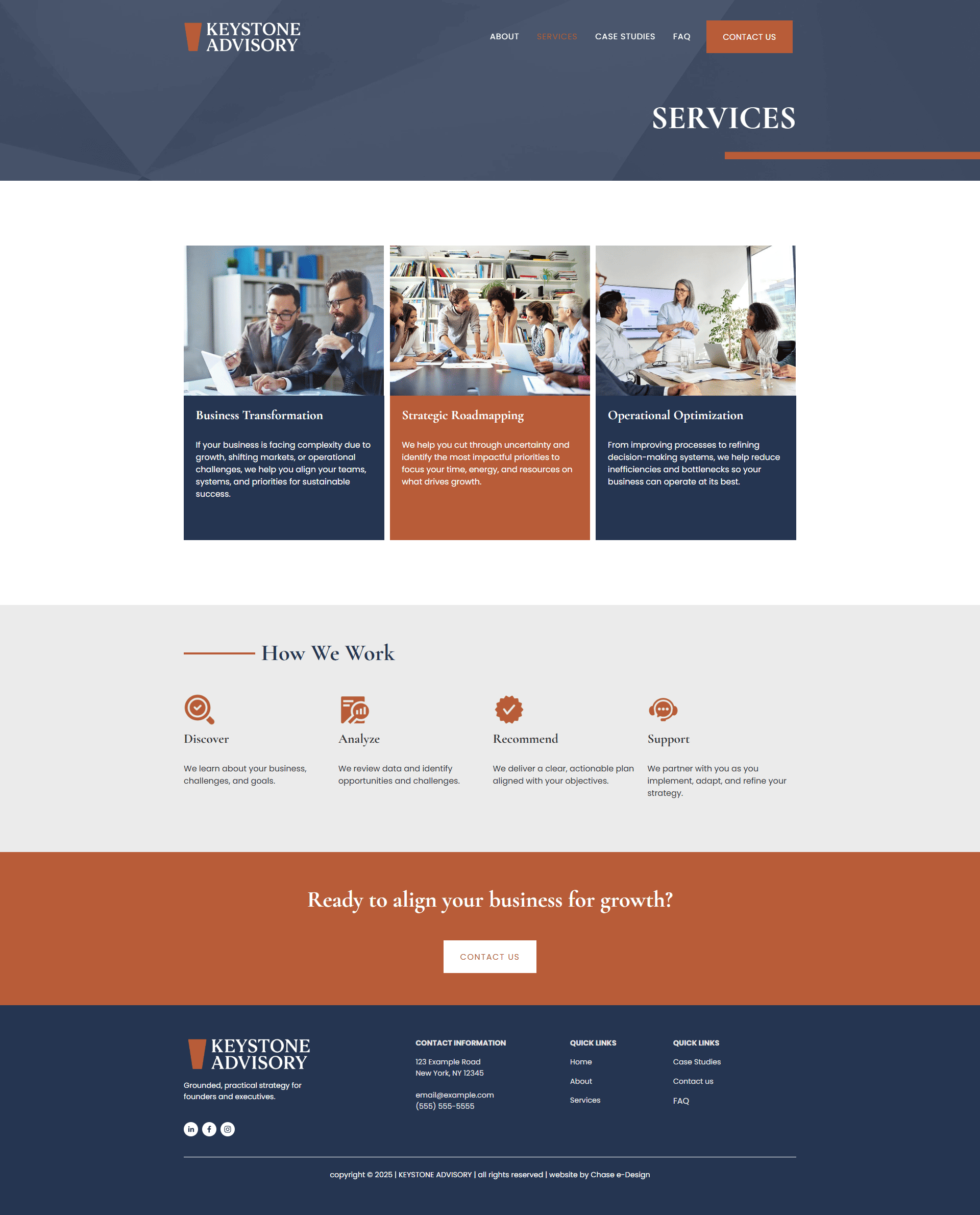 kade west website squarespace templateservices page for consultants & advisors