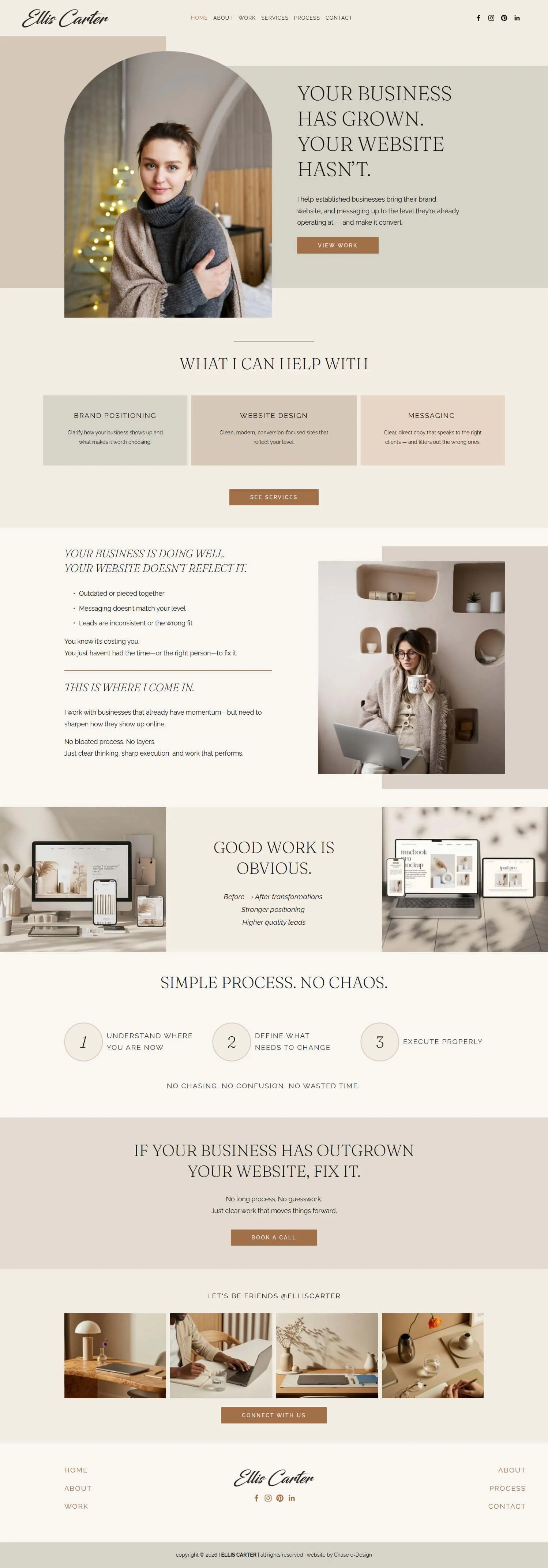 ellis carter squarespace website template home page for freelancers, consultants and creatives