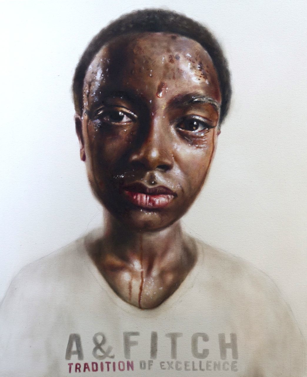 'Sweatshop worker' oil on canvas 44x36in Brand for Life series Price upon application