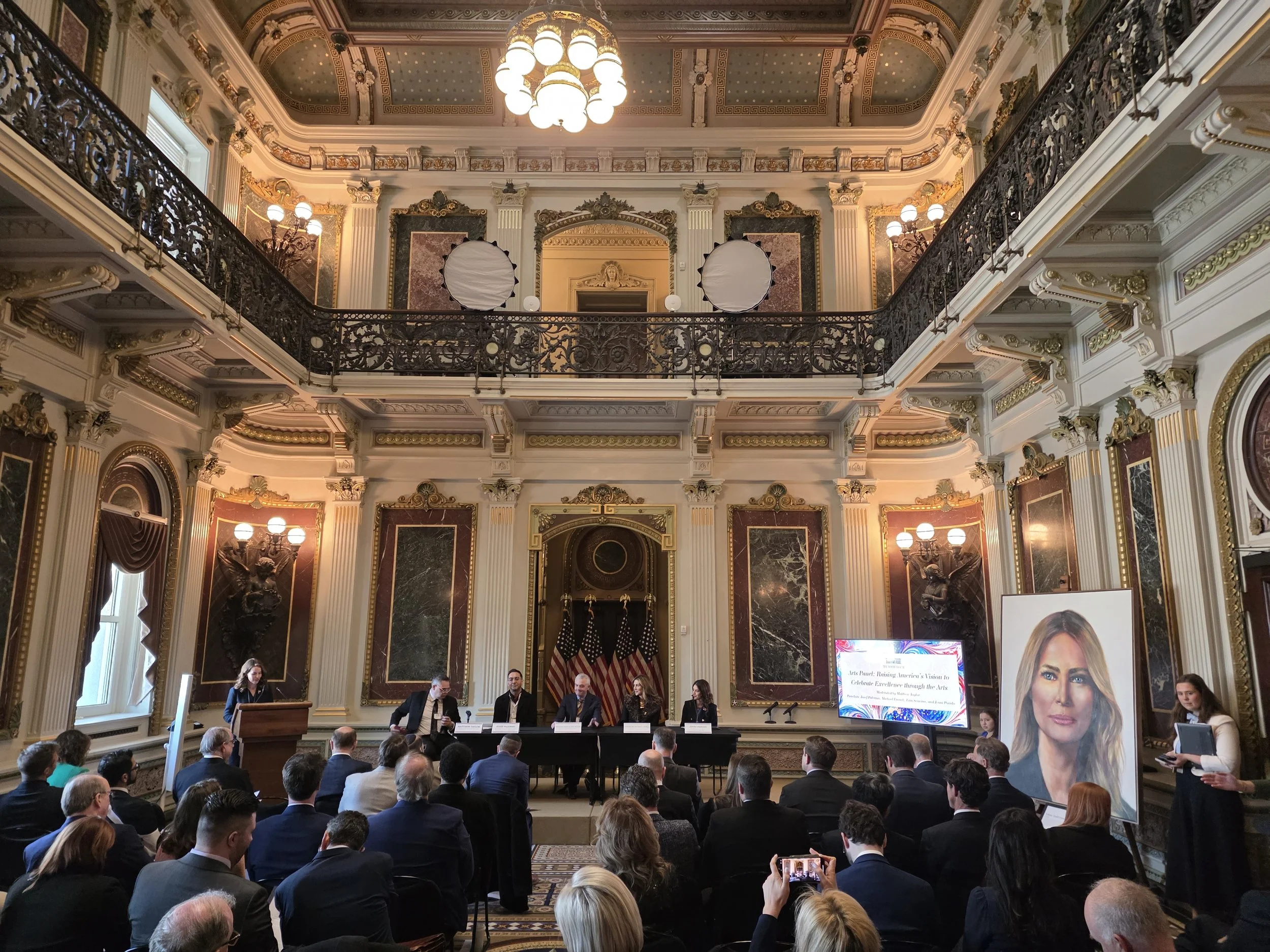 White House 2026 with my painting of Melania at Arts &amp; Culture Summit