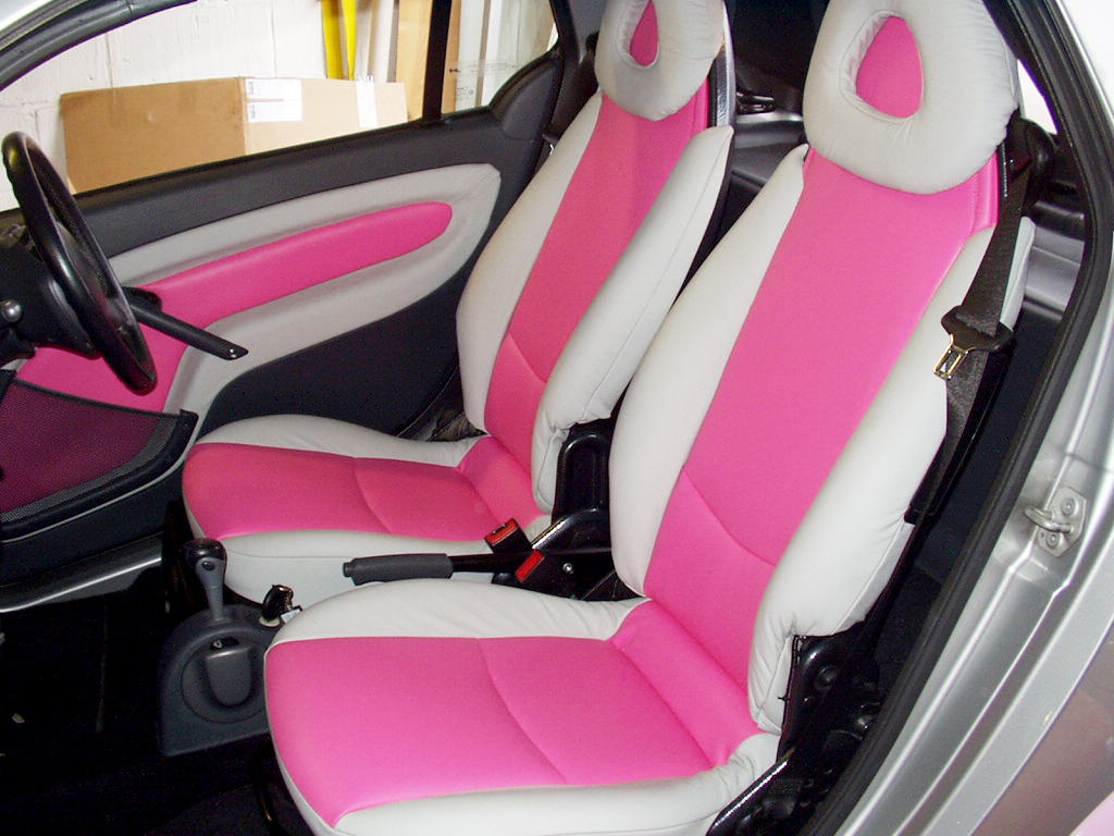 pink smart car interior