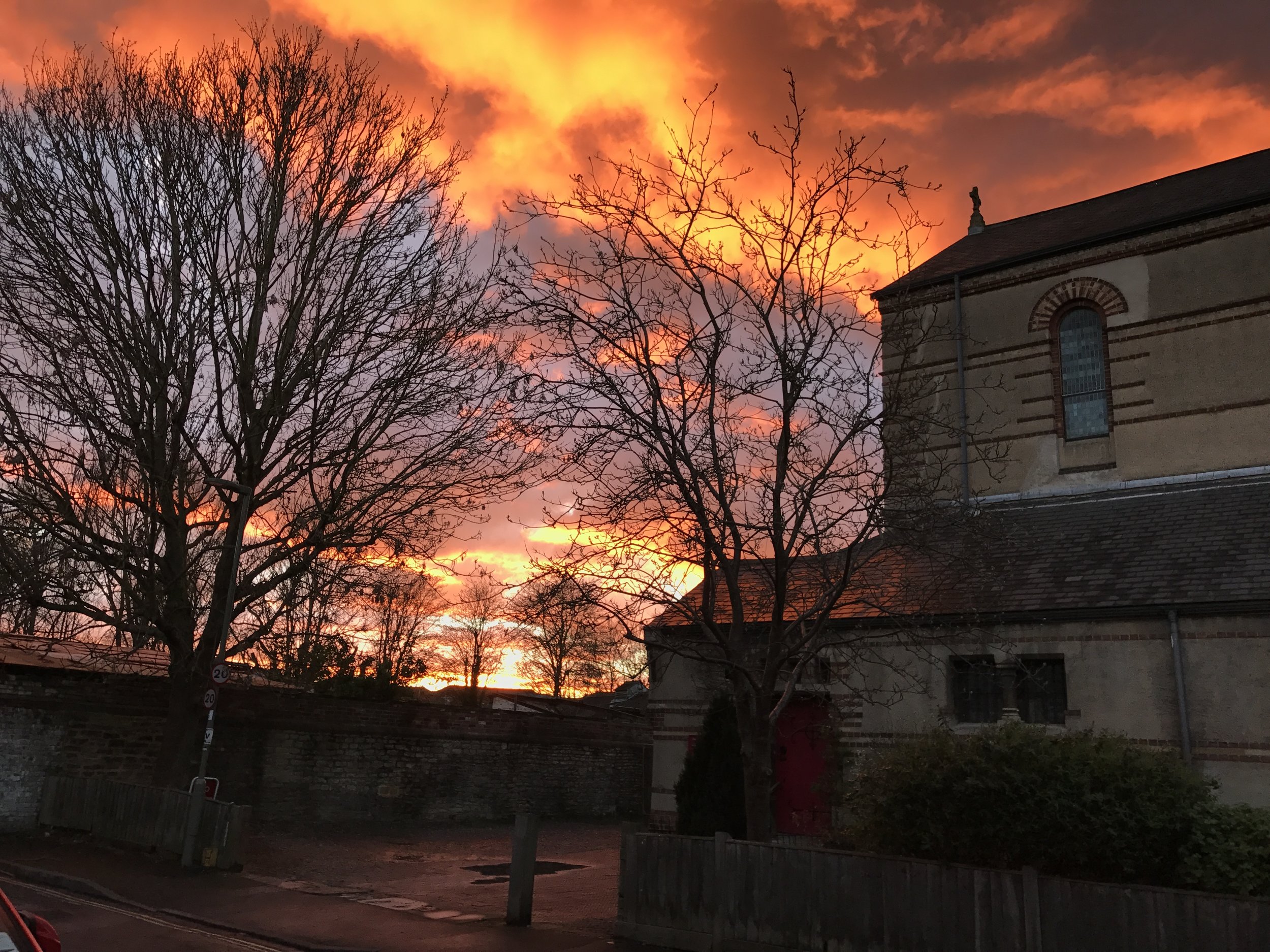 In April, I took an evening walk with Sarah in Oxford and God painted the sky for us. Taking a photo of it gave a sense of worship in my heart for that moment I shared with Sarah. It was a breathless moment, a quiet one, in which we just stood together and watched the sky change from fire to pink to purple to dark. An amazing moment, the church across the street from her home.