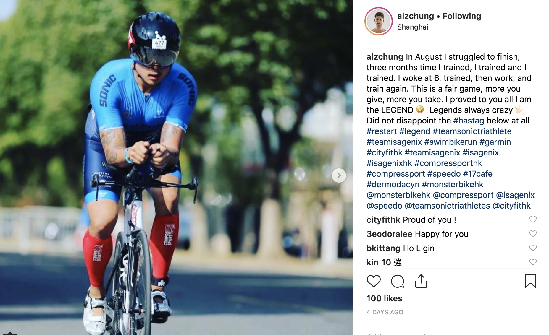 Alex Chung is the legendary distance swimmer in Hong Kong, he was first representing Team Sonic in Triathlon relay back in year 2006. He contacted me in 2017 for racing his first Triathlon then he was hooked. He is the one with the champion mindset deeply embedded as the former world class athlete. He is the one throwing himself in the middle of nowhere and asking for a program where he could train 2-3 sessions a day like a professional triathlete. He is the one respect the training program and made it 120% completed. His first 70.3 Qujing was a big lesson learnt, this time he picked up the right mindset to deal with the length of the race and showed what he made of. It’s my pleasure to continue working with him and raise the bar!