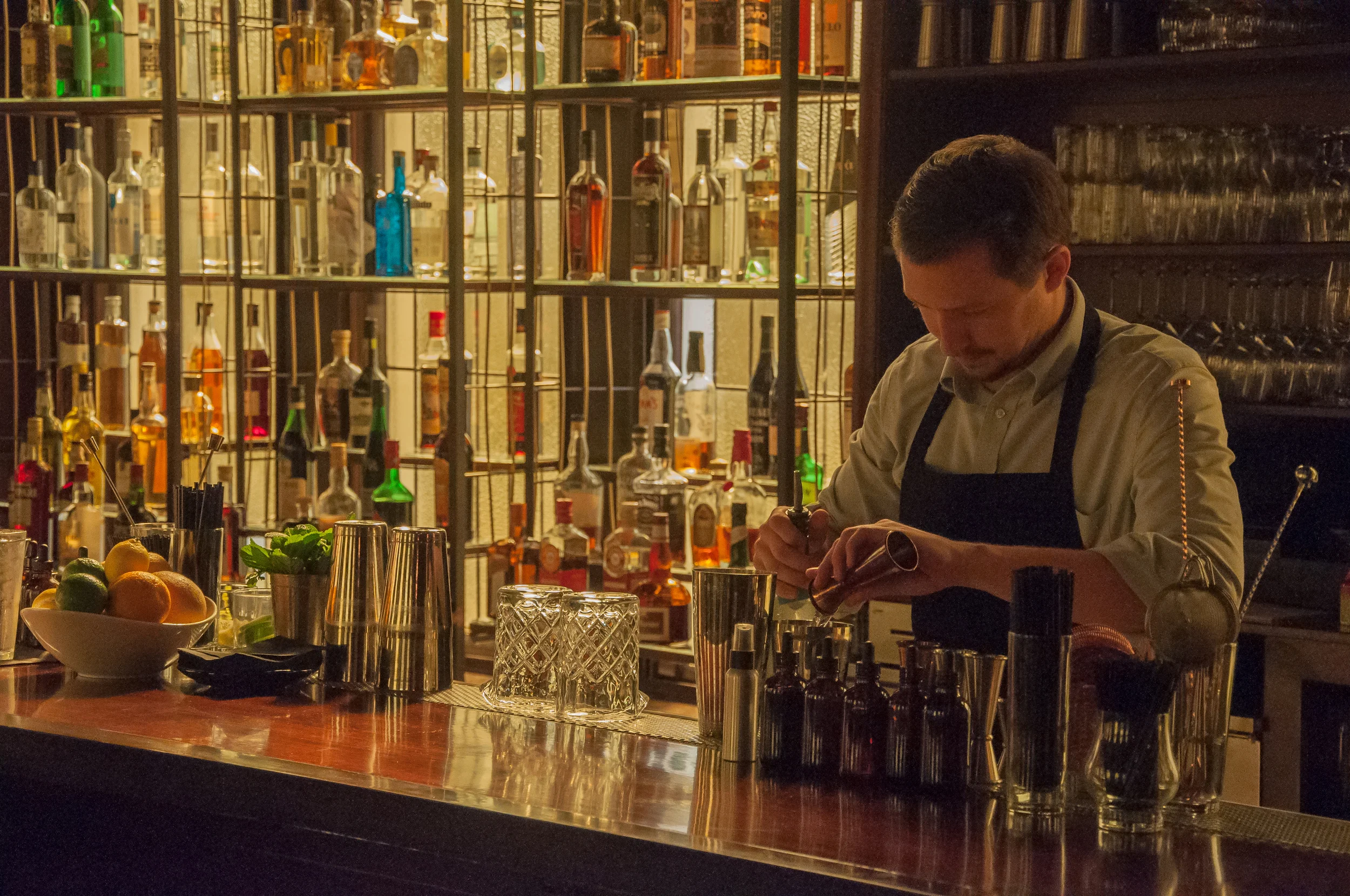 Crafting cocktails.
