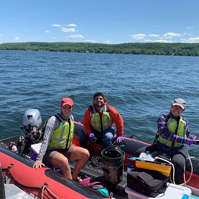 These fun pictures are from the past three summers and depict undergraduate interns hard at work with PhD student @wiltonburns on the Vermont EPSCoR Basin Resilience to Extreme Events (BREE) grant. These undergrads were part of the BREE lake research