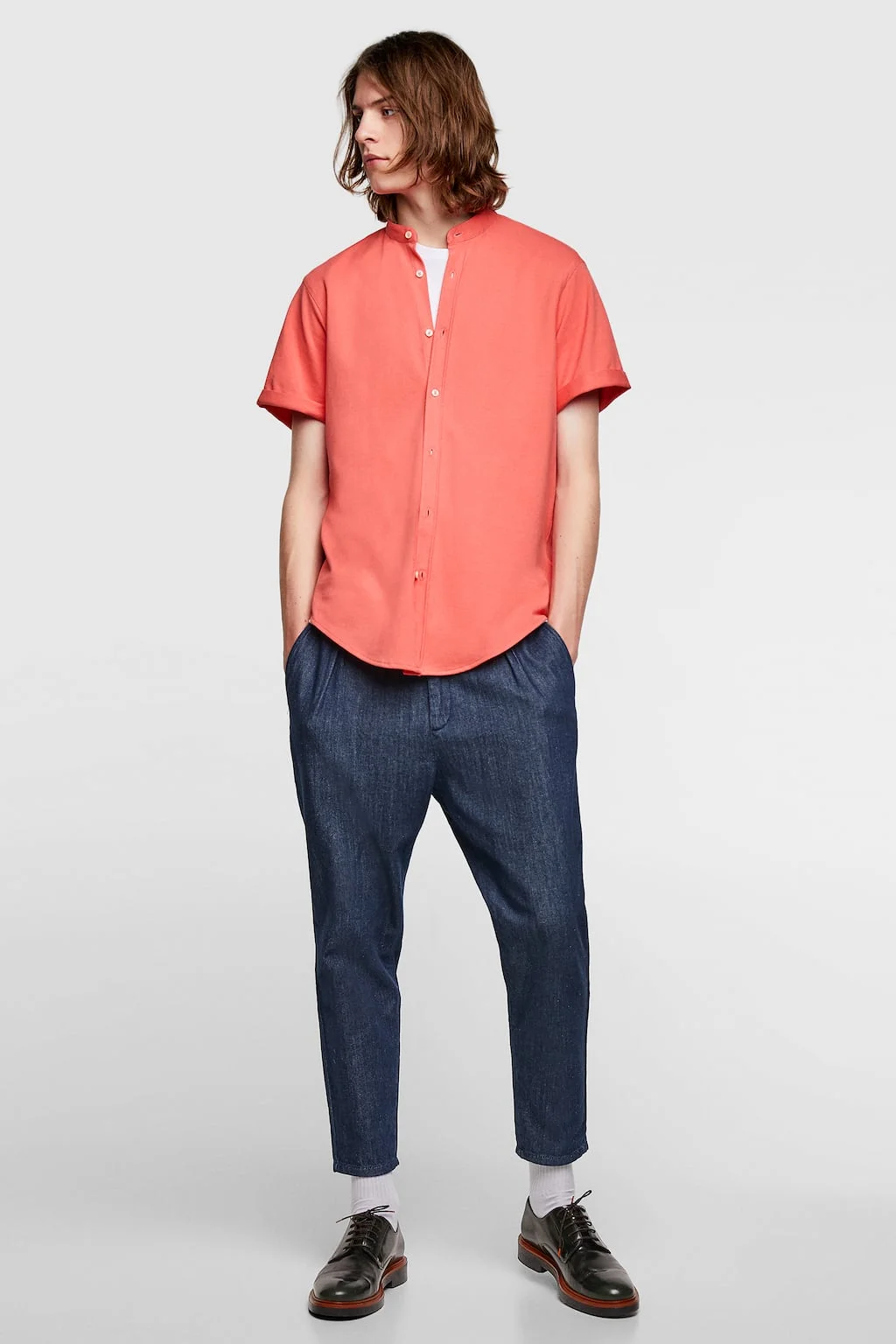 MANDARIN COLLAR PIQUÉ SHIRT
