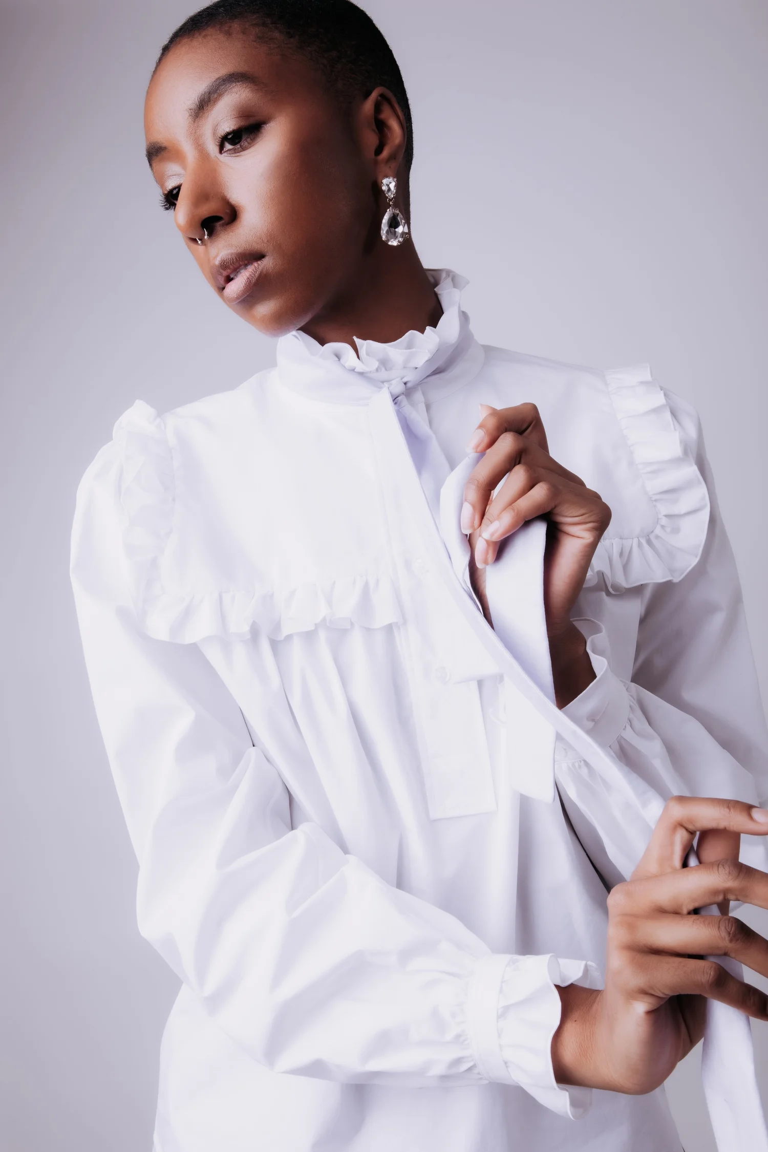 Ruffle Collar Poplin Blouse — Parron Allen