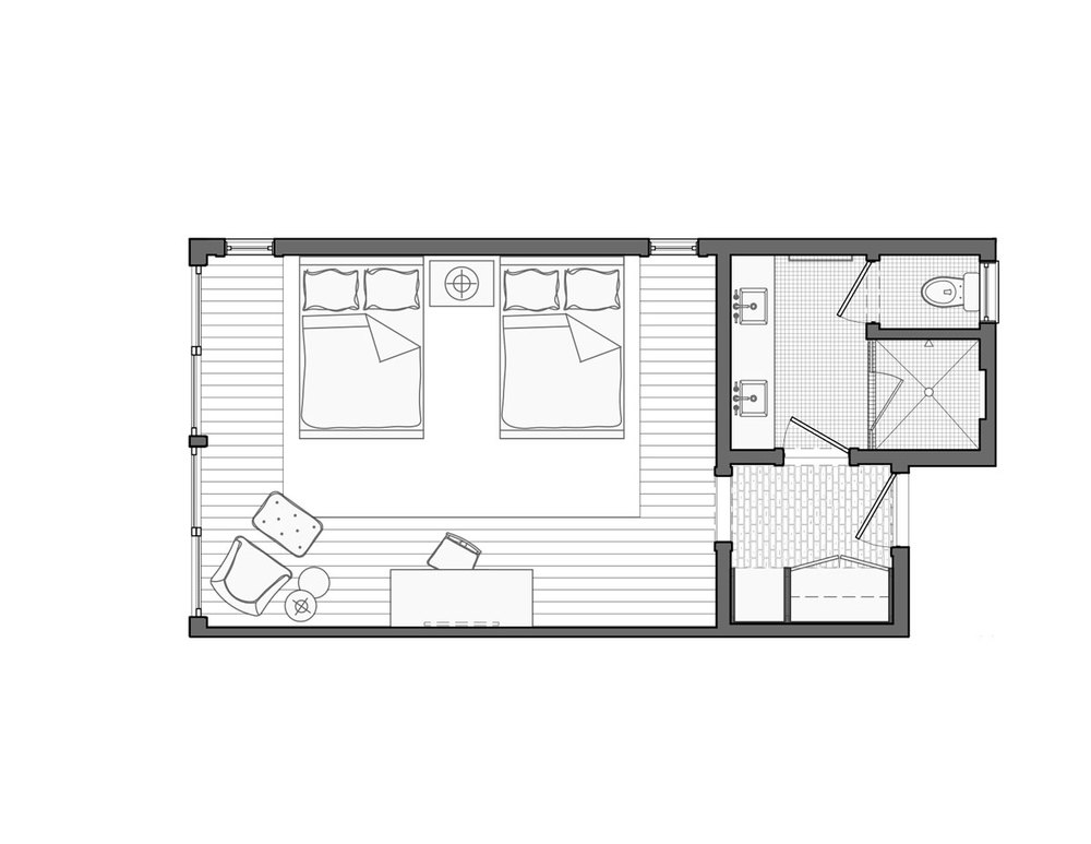 Lodge Double Queen Floor Plan