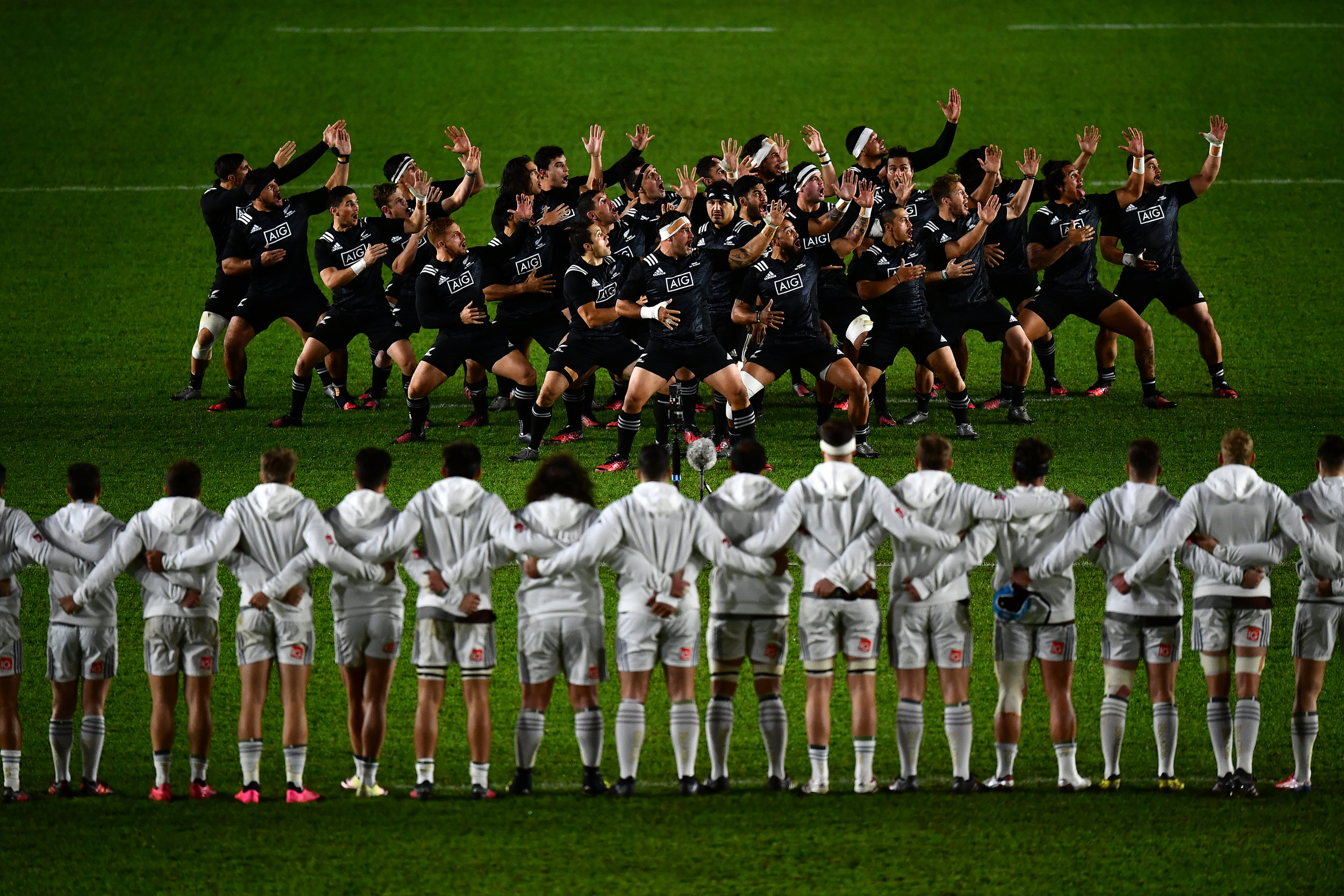  The Maori All Blacks perform a Haka. 