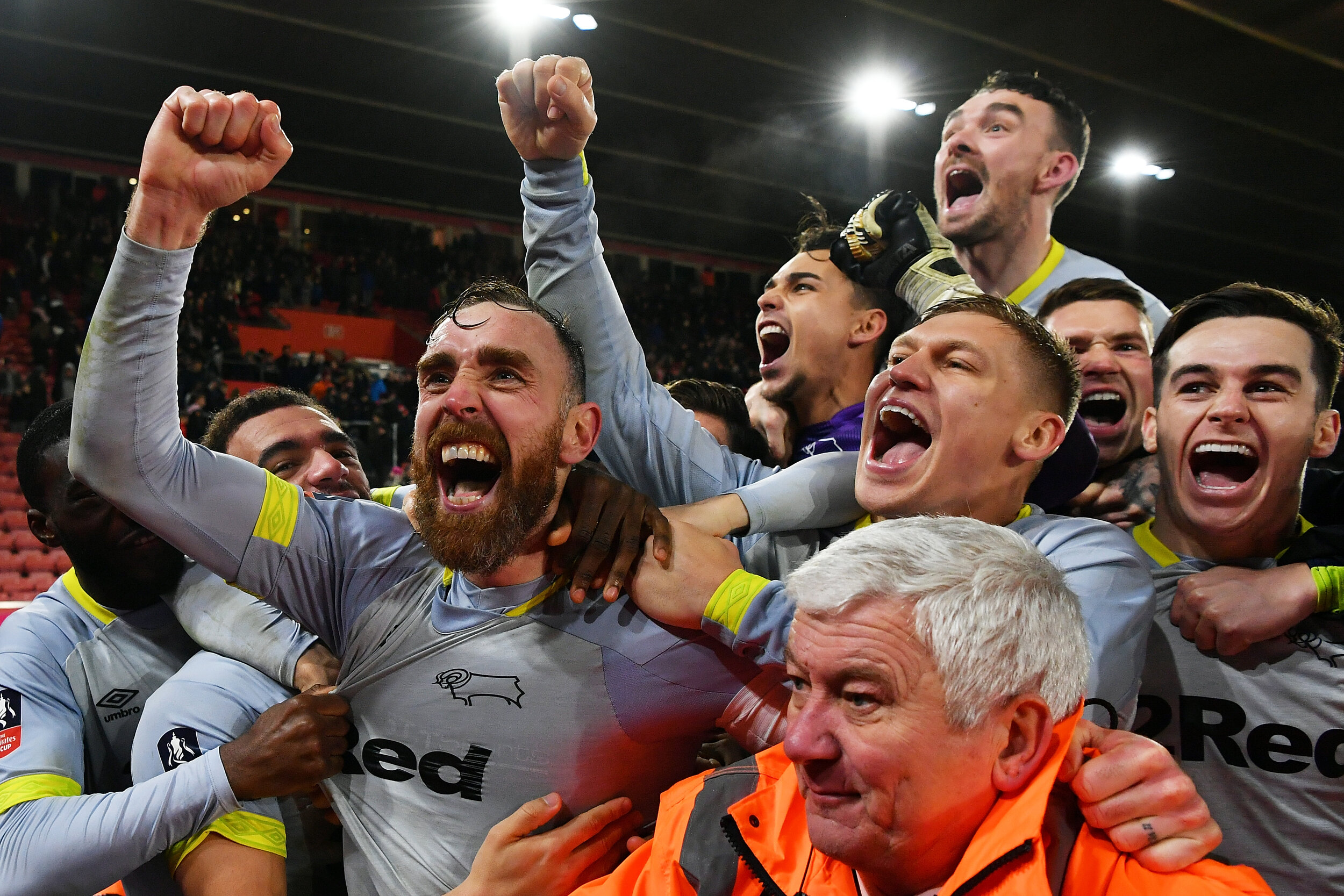  Derby County celebrate winning on penalties - FA Cup 