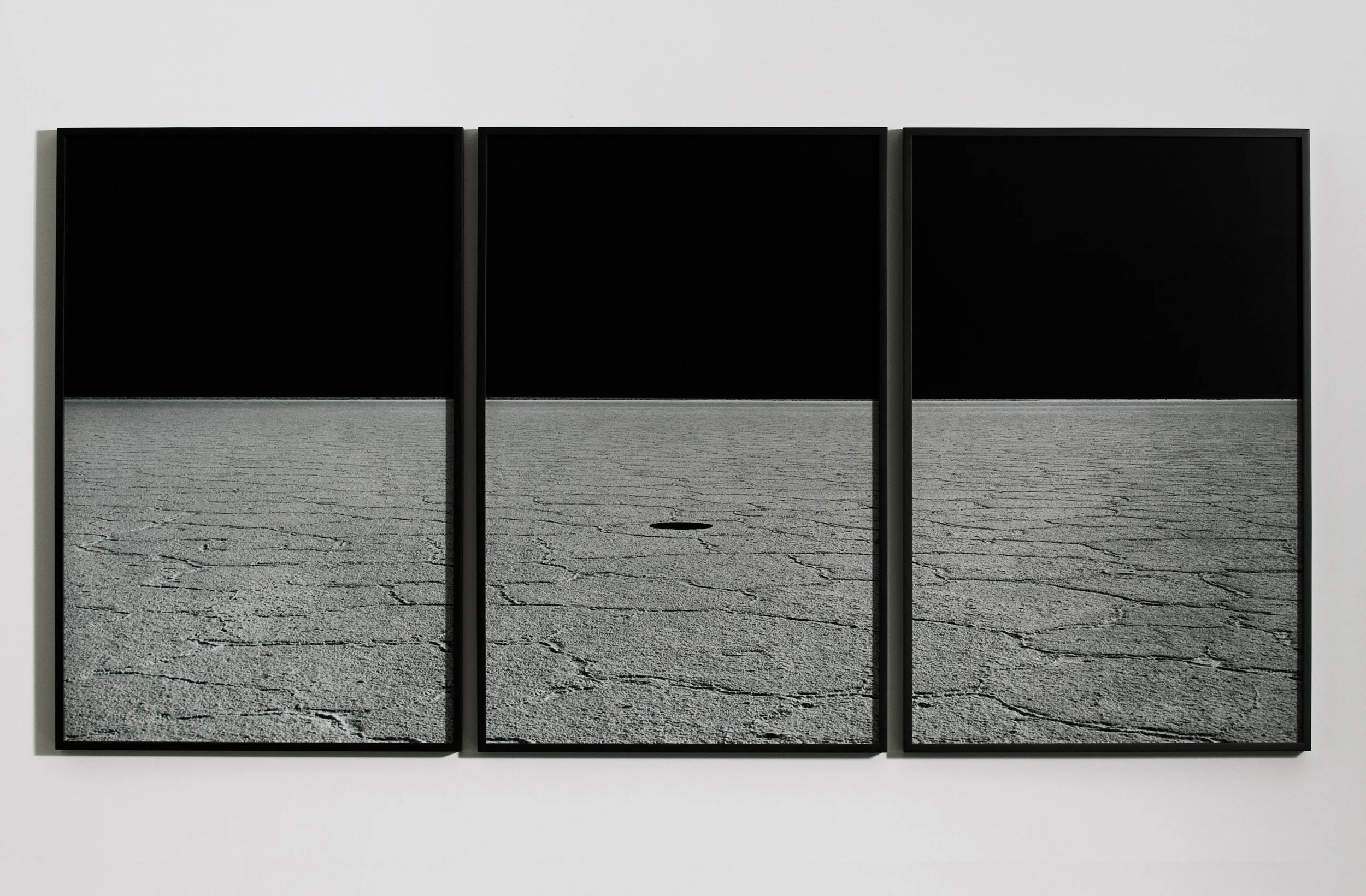 Black Mountain Evulsion (Hanging Walls of Detatchment) 2010 three chromogenic prints on Dibond, with painted maple frames