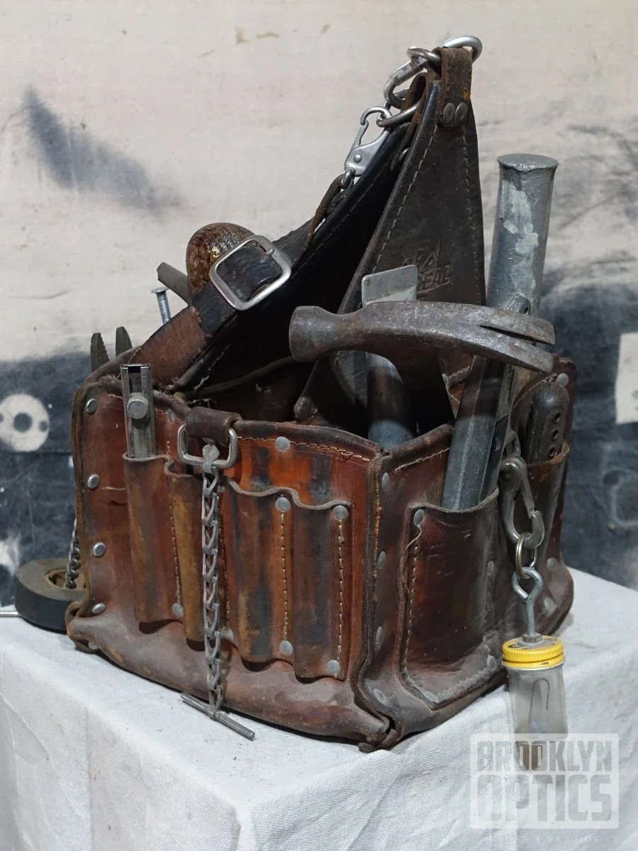 Vintage electrician's leather tool bag circa 1960s