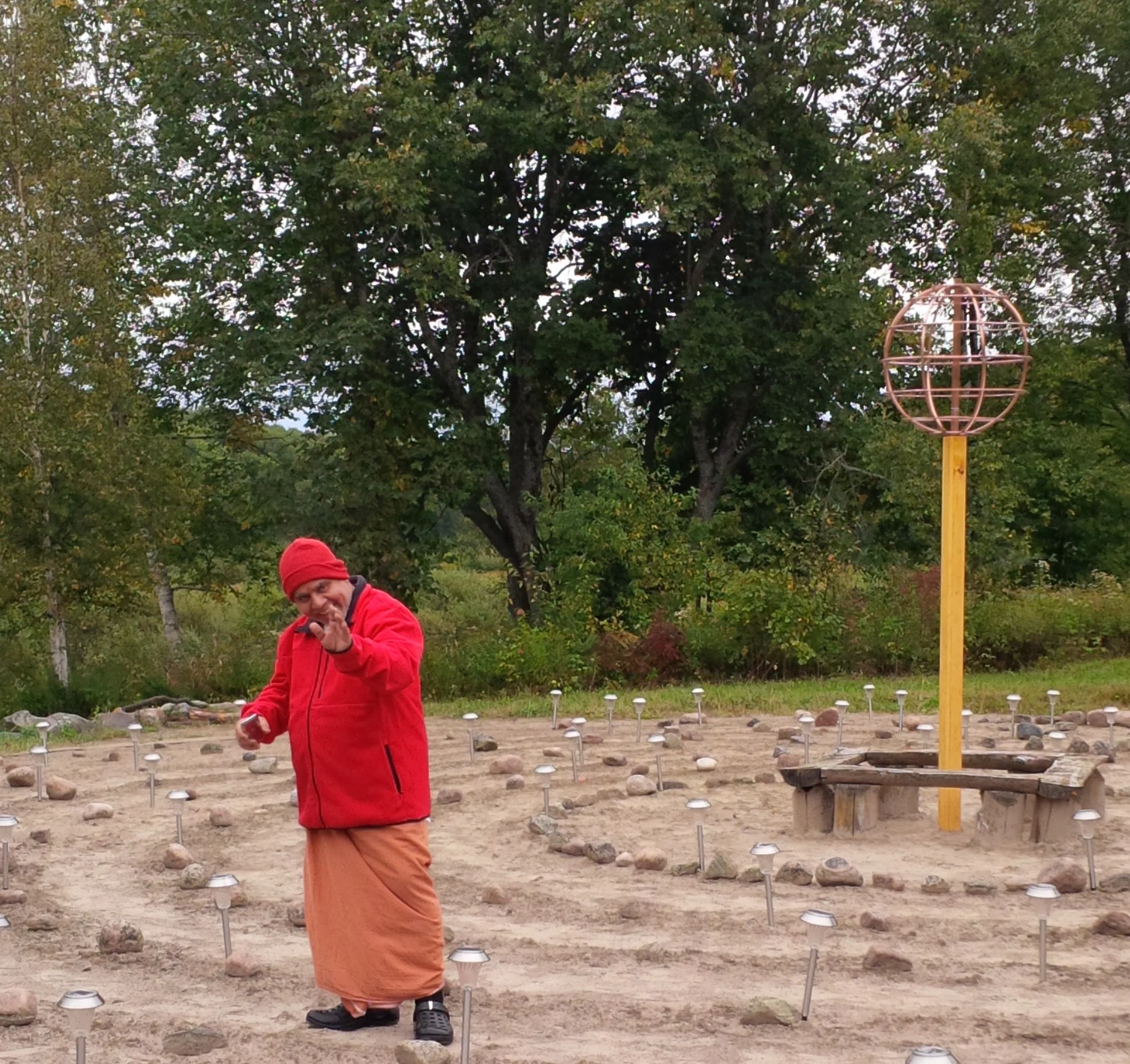 Krishnan Namboodri Vedic Astrologer and priest from Kerala, India, walked, pufiried and blessed the Peace Labyrinth to evoke the most powerful healing potentials. 