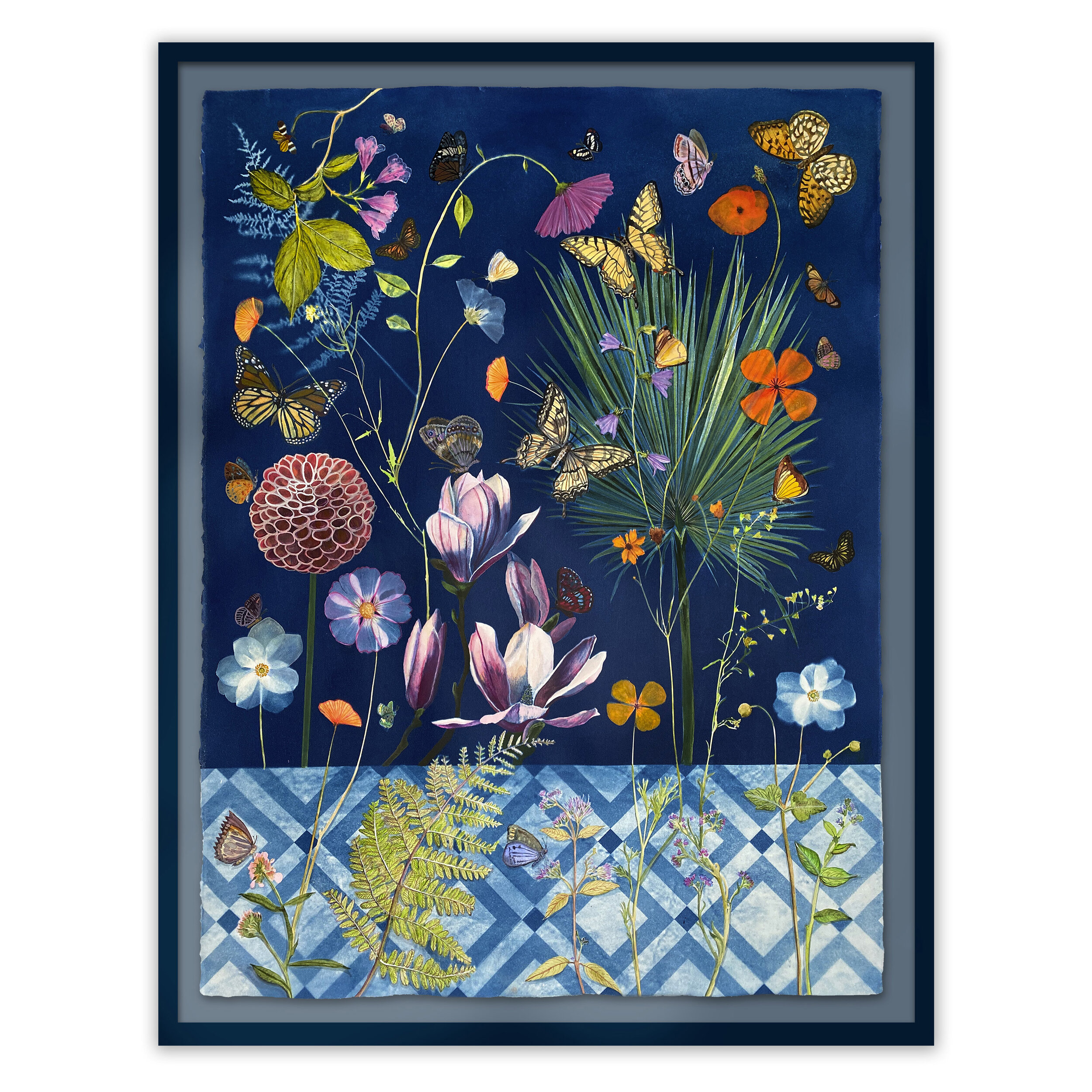 Nocturnal Nature (Botanical/ Floor/Pollinators) 17" x 13" or 29" x 22" print