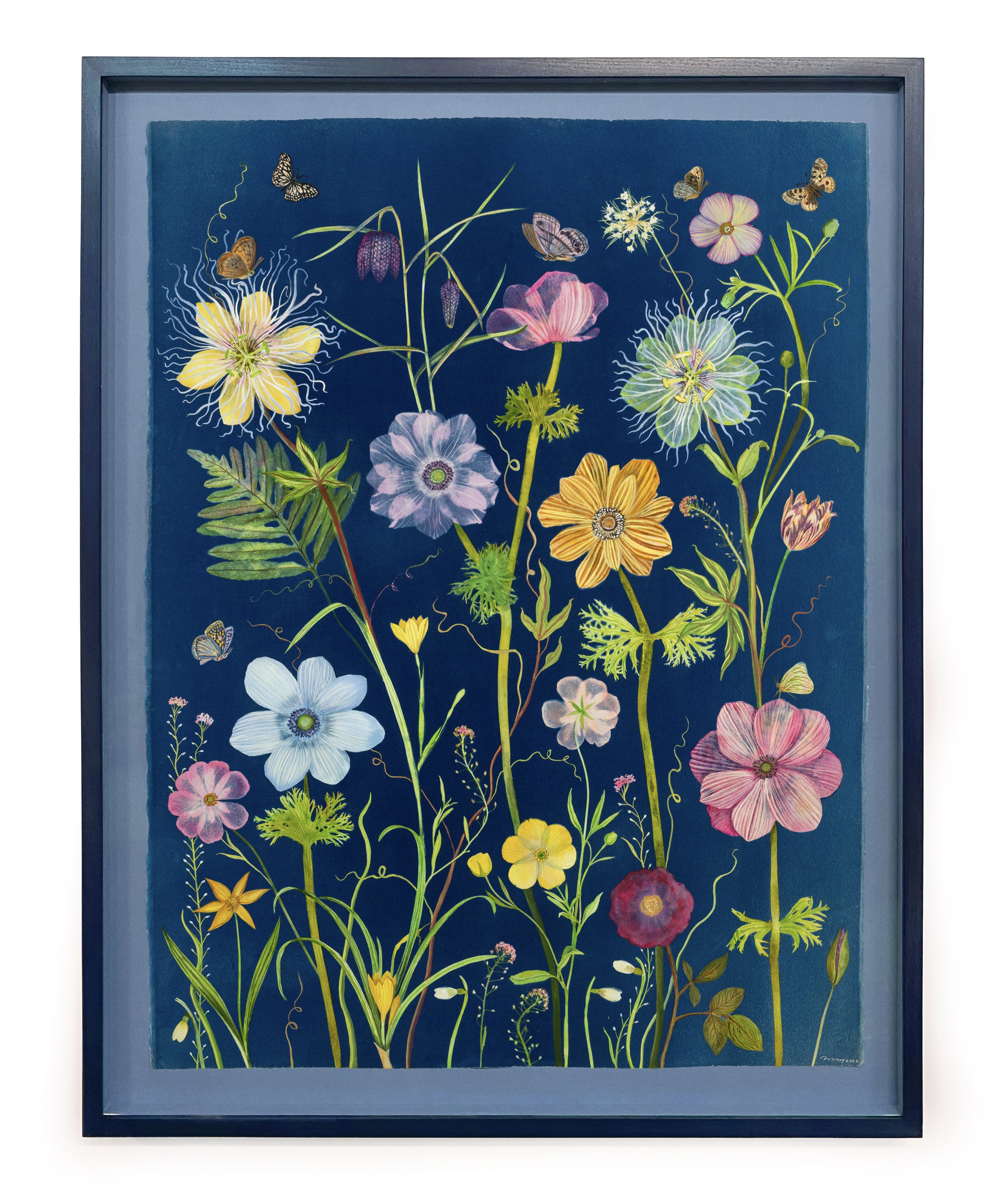 03B_JWB_Nocturnal Nature_30x23_PassionflowerAnenomesFritillariaPollinators-etc-framed.jpg