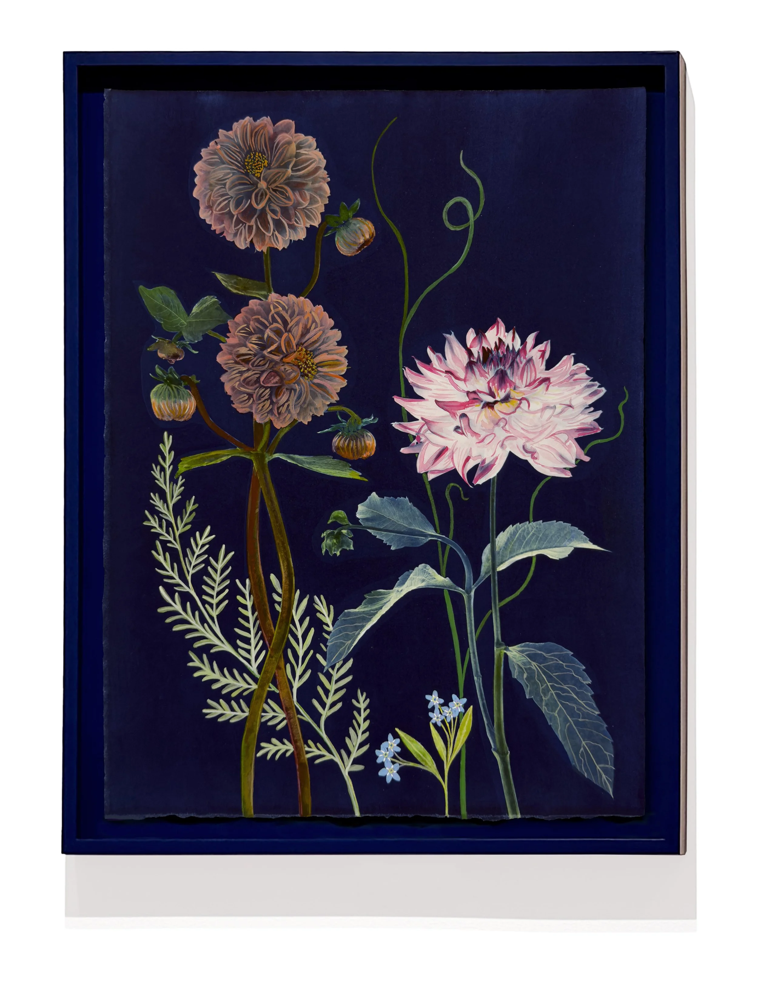 JWB_Nocturnal Nature_DahliasFernFogetMeNot_15x11-framed.jpg